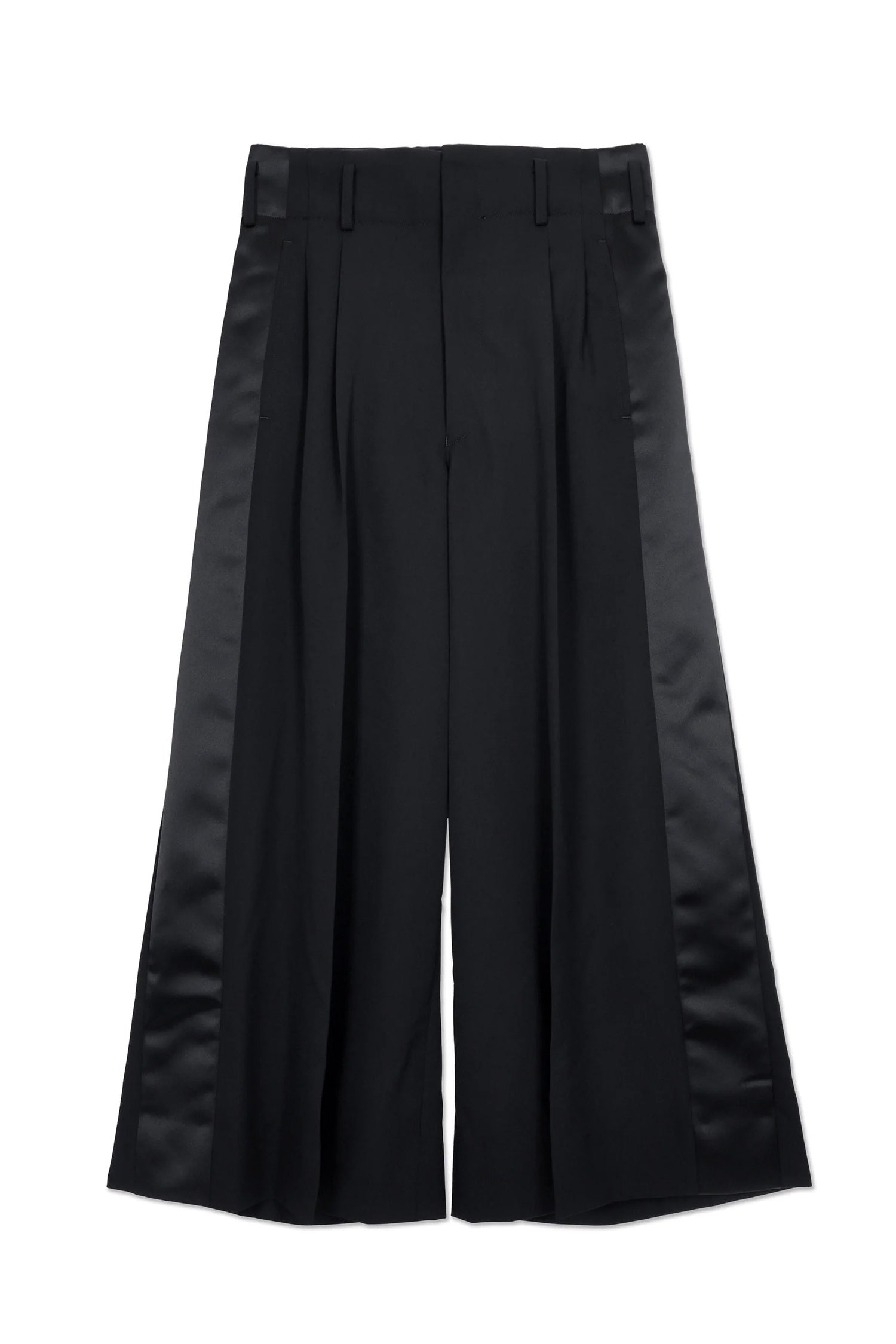 WIDE LEG SATIN PANEL PANTS IN BLK/BLK, SS26