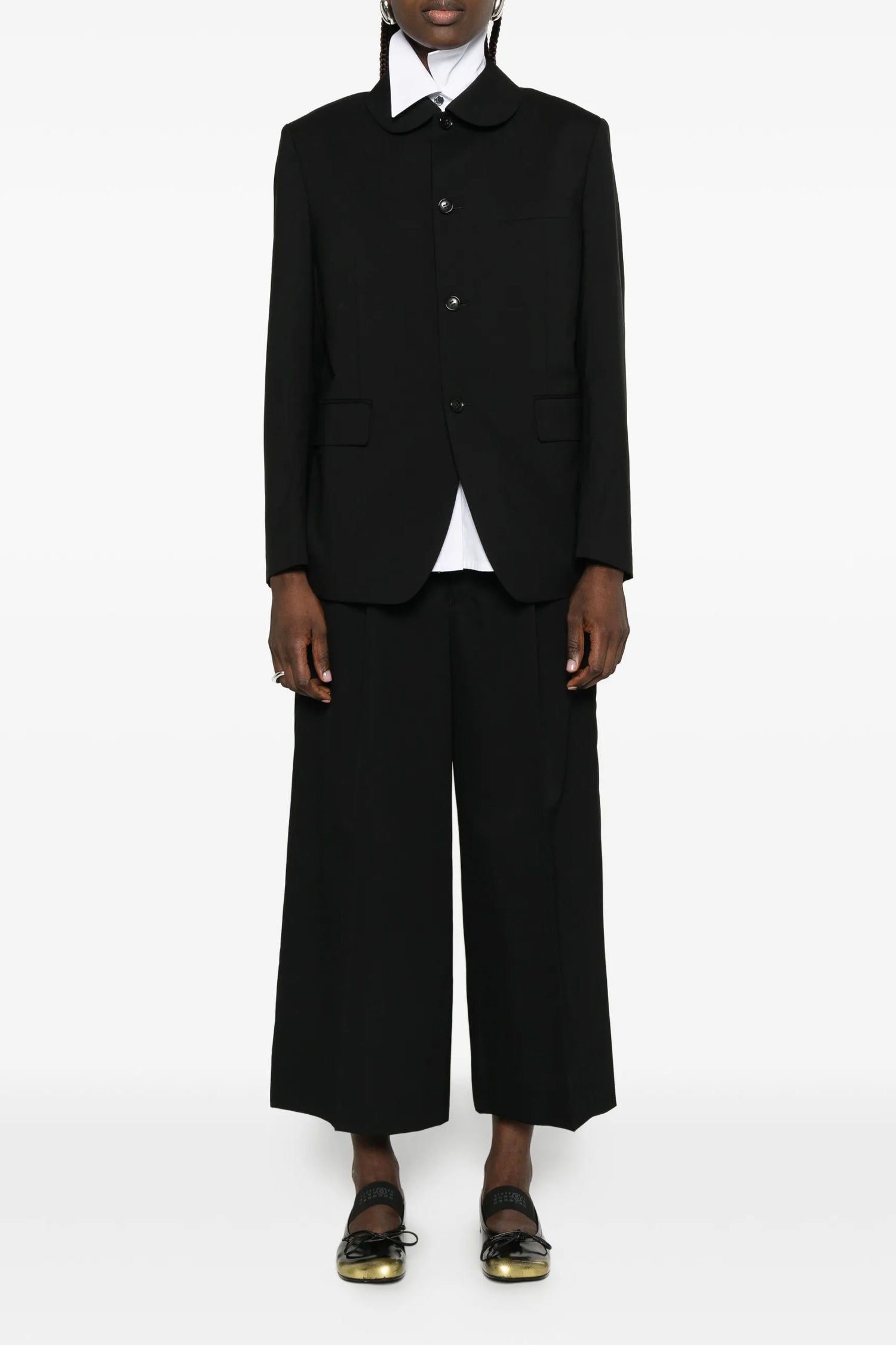 WIDE LEG SATIN PANEL PANTS IN BLK/BLK, SS26