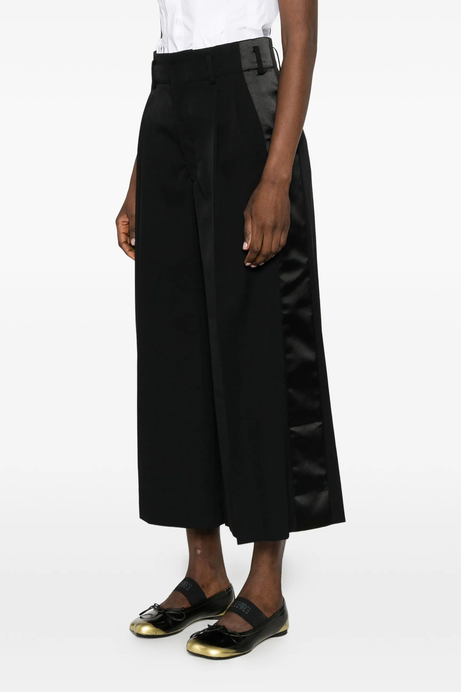 WIDE LEG SATIN PANEL PANTS IN BLK/BLK, SS26
