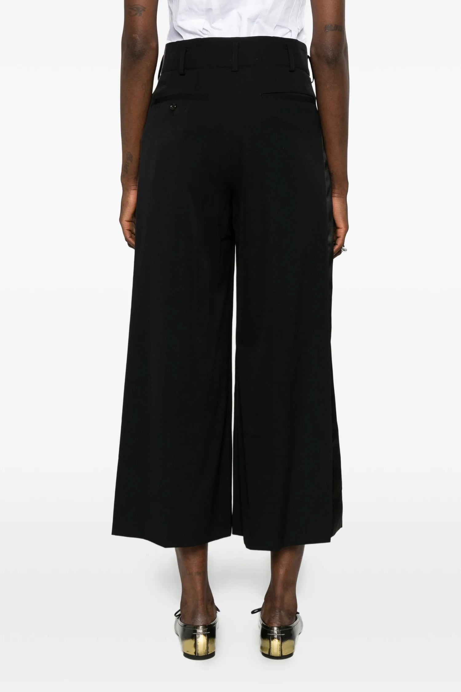 WIDE LEG SATIN PANEL PANTS IN BLK/BLK, SS26