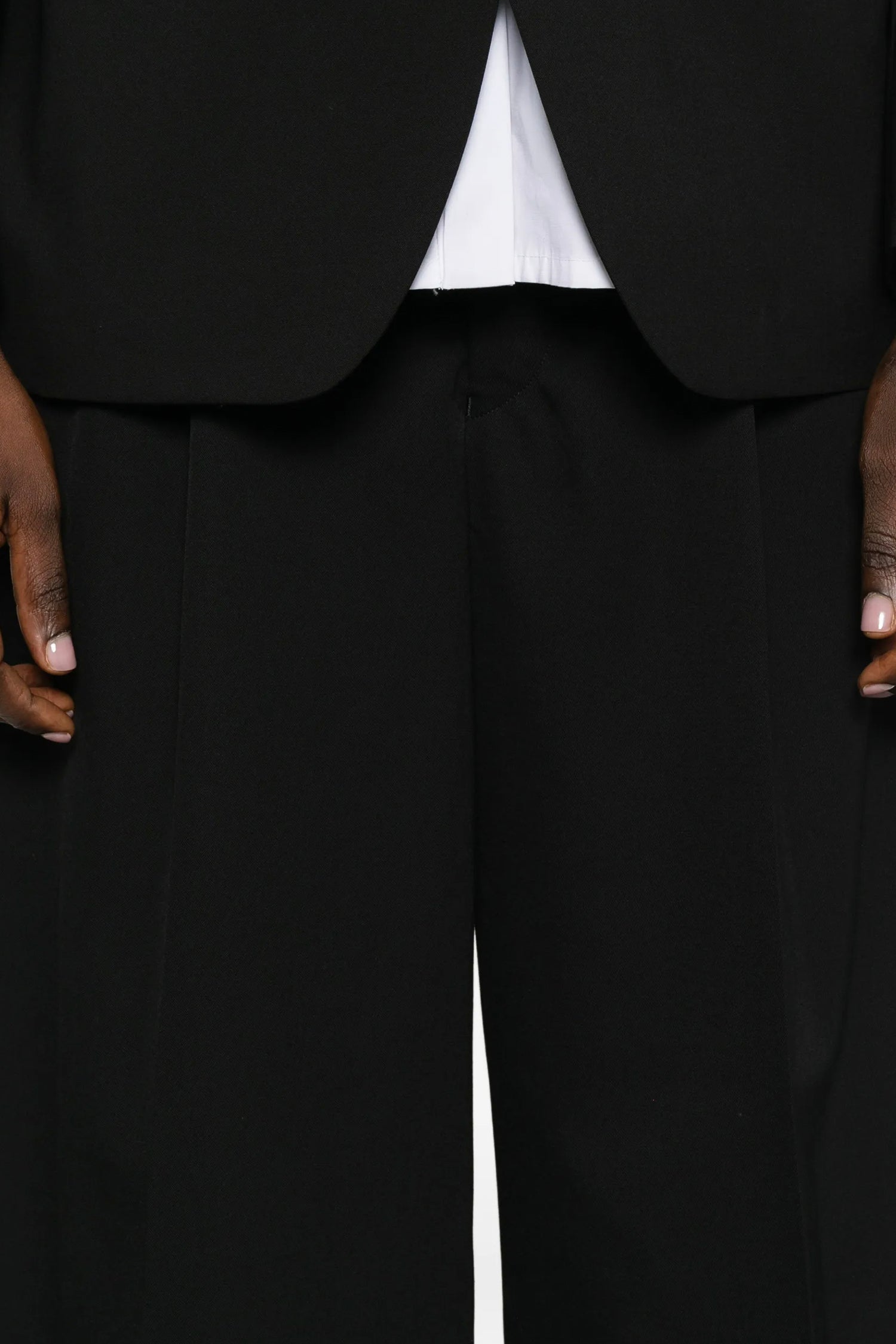 WIDE LEG SATIN PANEL PANTS IN BLK/BLK, SS26