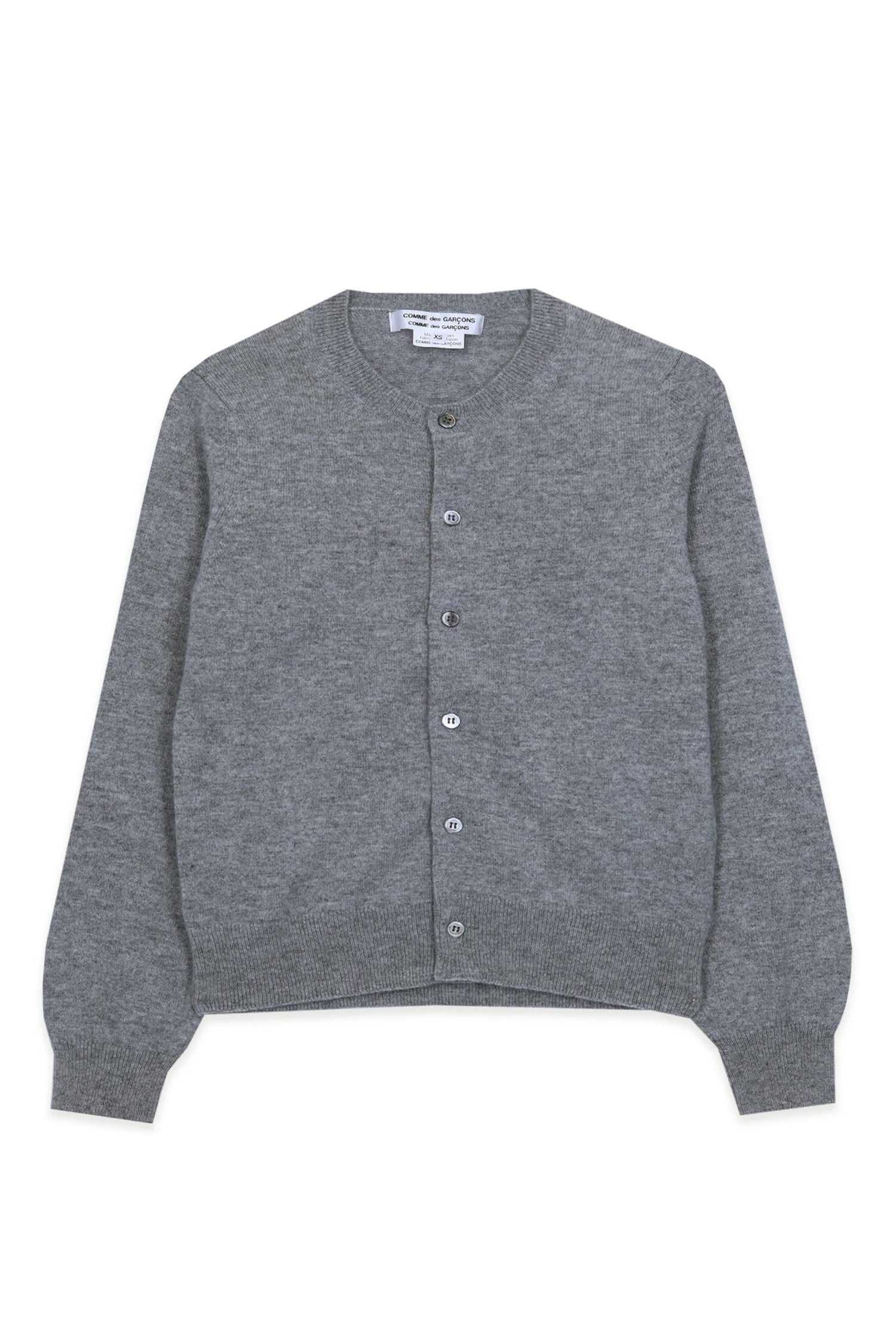 ROUND NECK CASHMERE CARDIGAN IN GREY, SS26