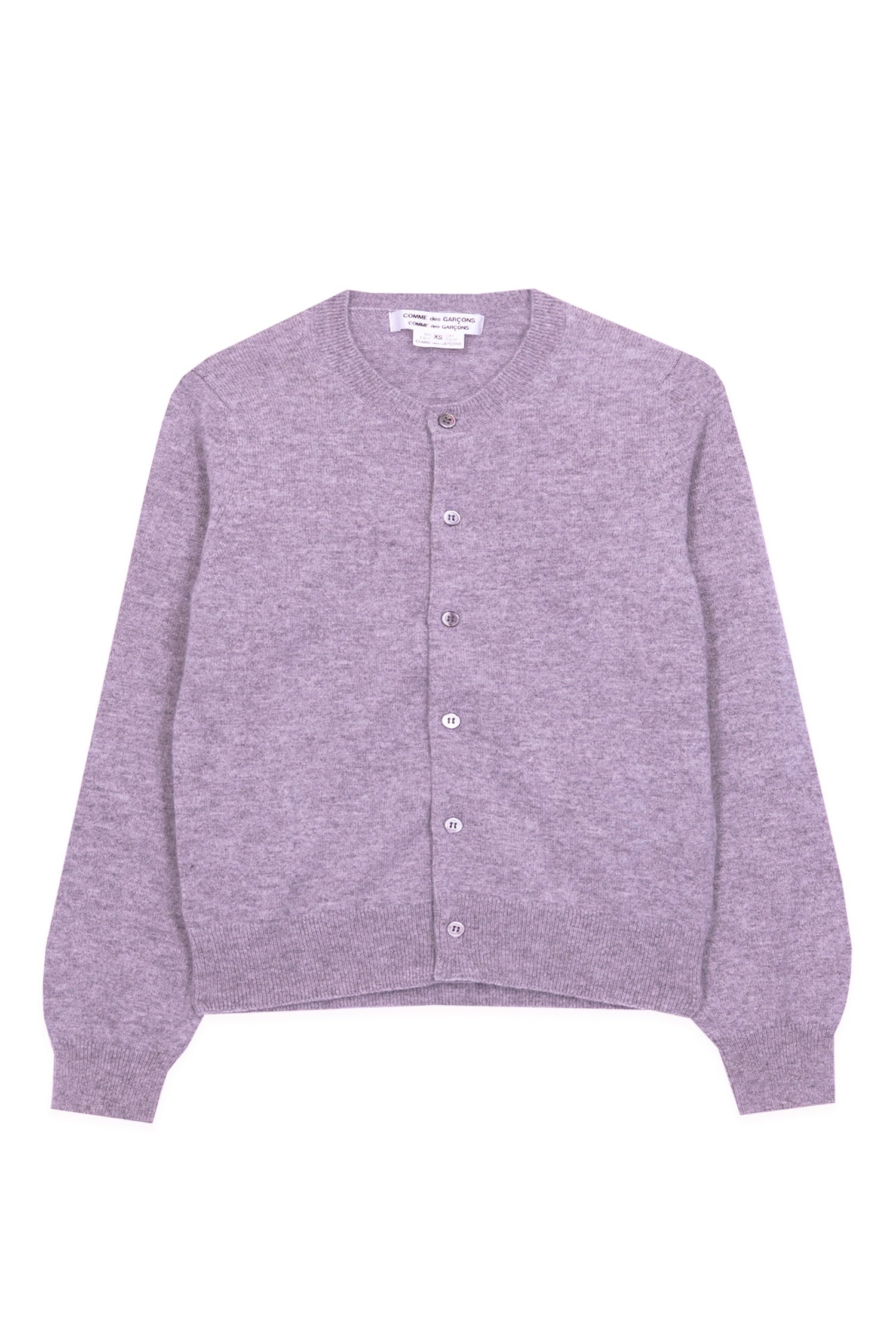 ROUND NECK CASHMERE CARDIGAN IN PURPLE, SS26