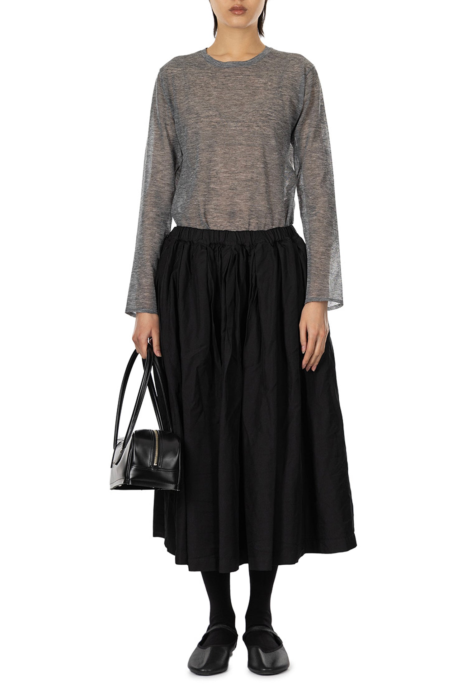 GATHERED SKIRT IN BLACK, SS26