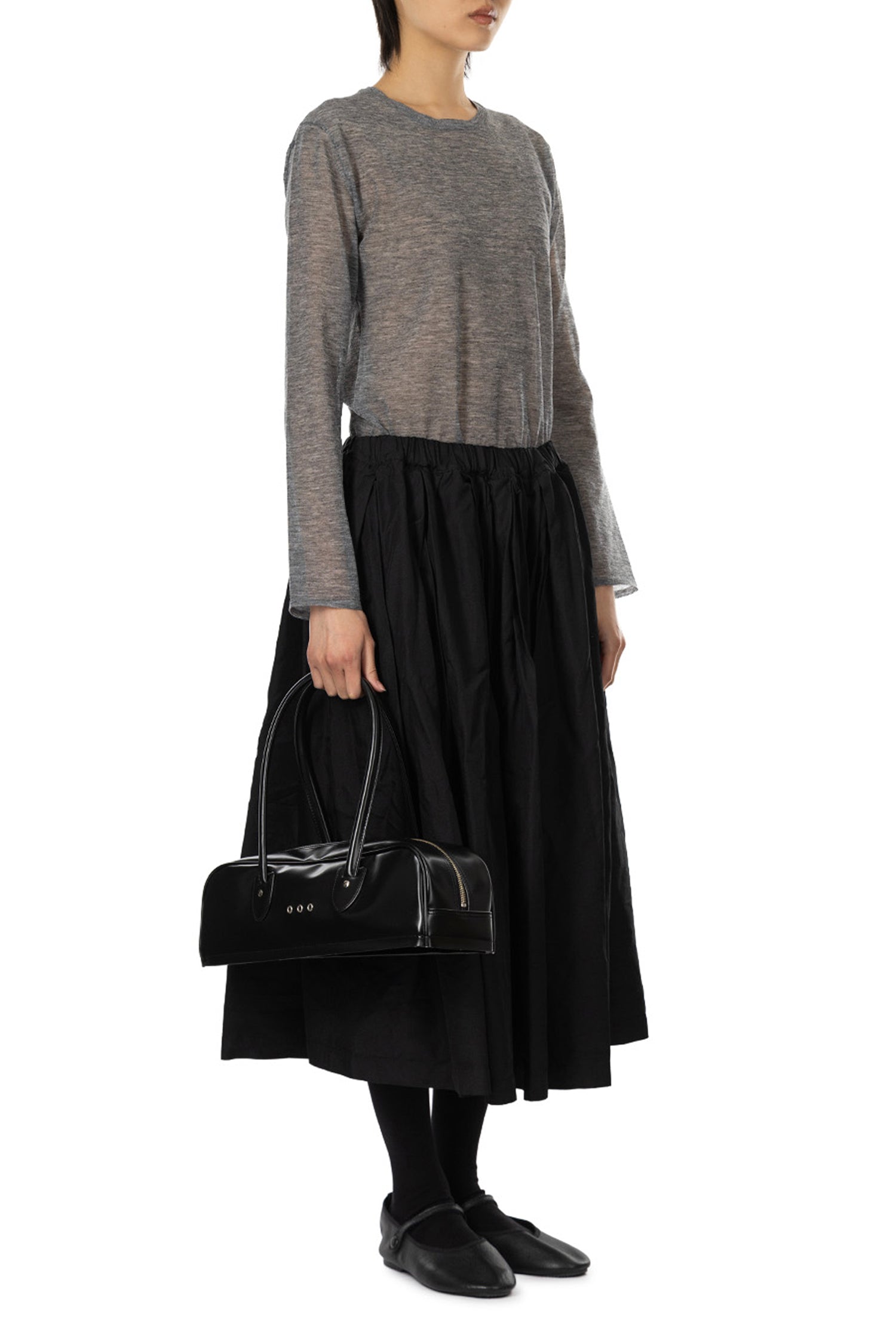 GATHERED SKIRT IN BLACK, SS26
