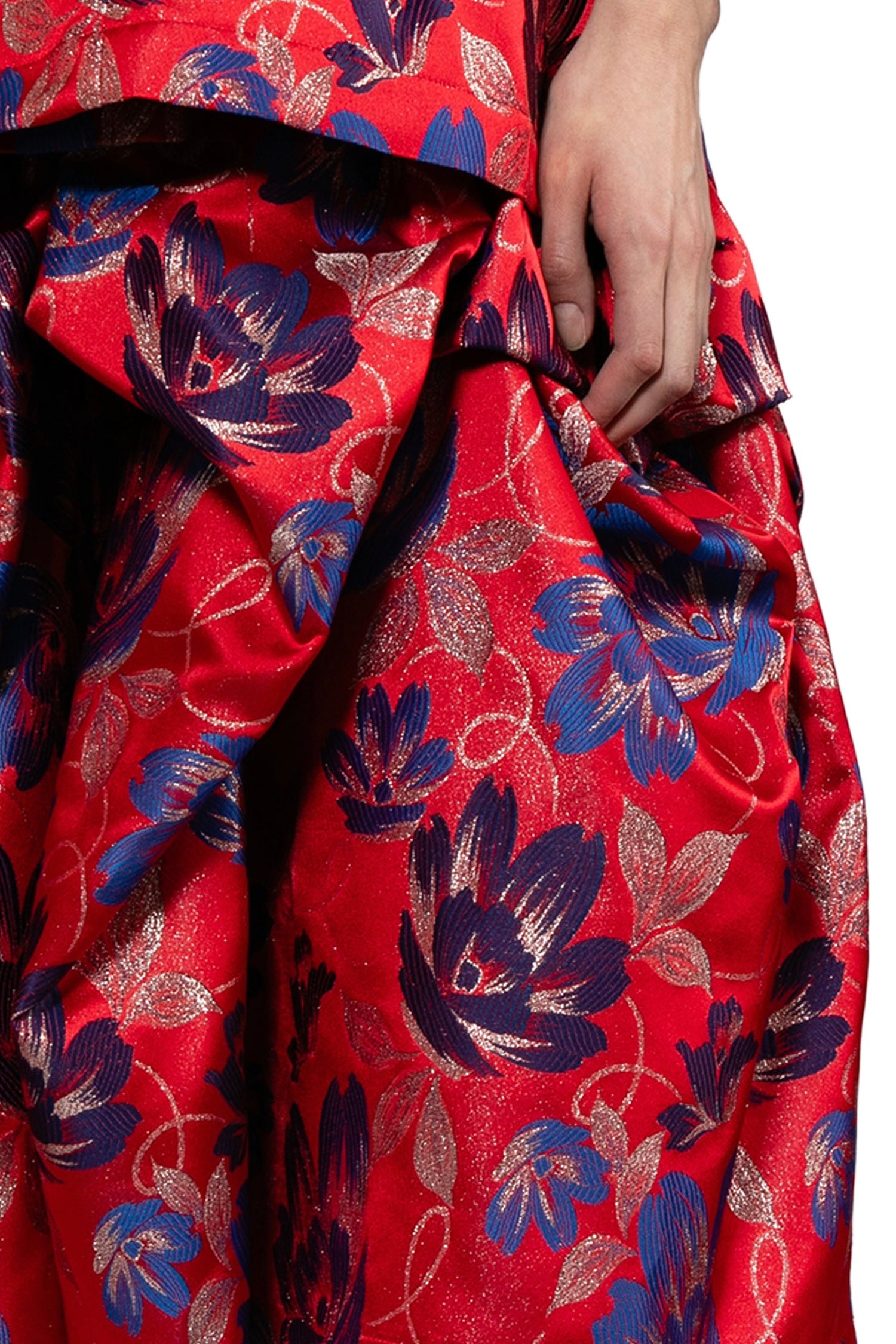 FLORAL MIDI SKIRT IN RED/BLUE, SS26