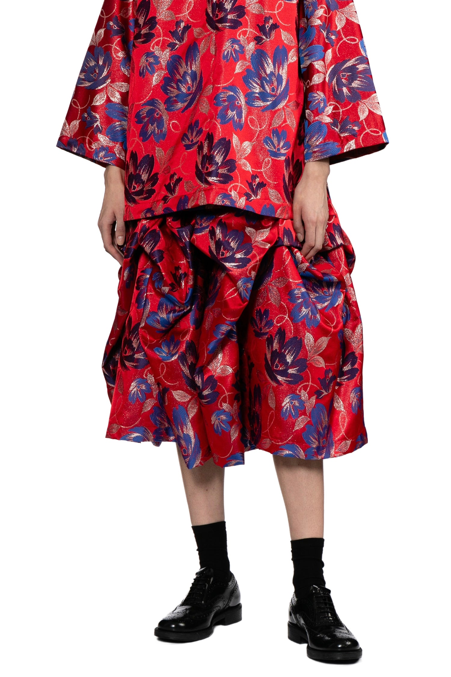 FLORAL MIDI SKIRT IN RED/BLUE, SS26