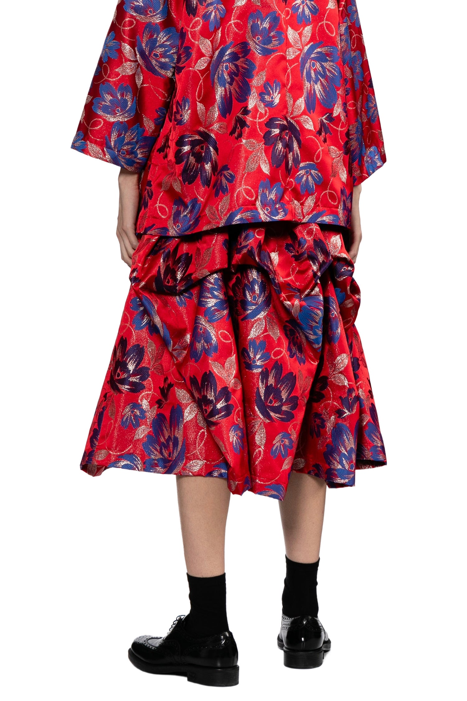 FLORAL MIDI SKIRT IN RED/BLUE, SS26