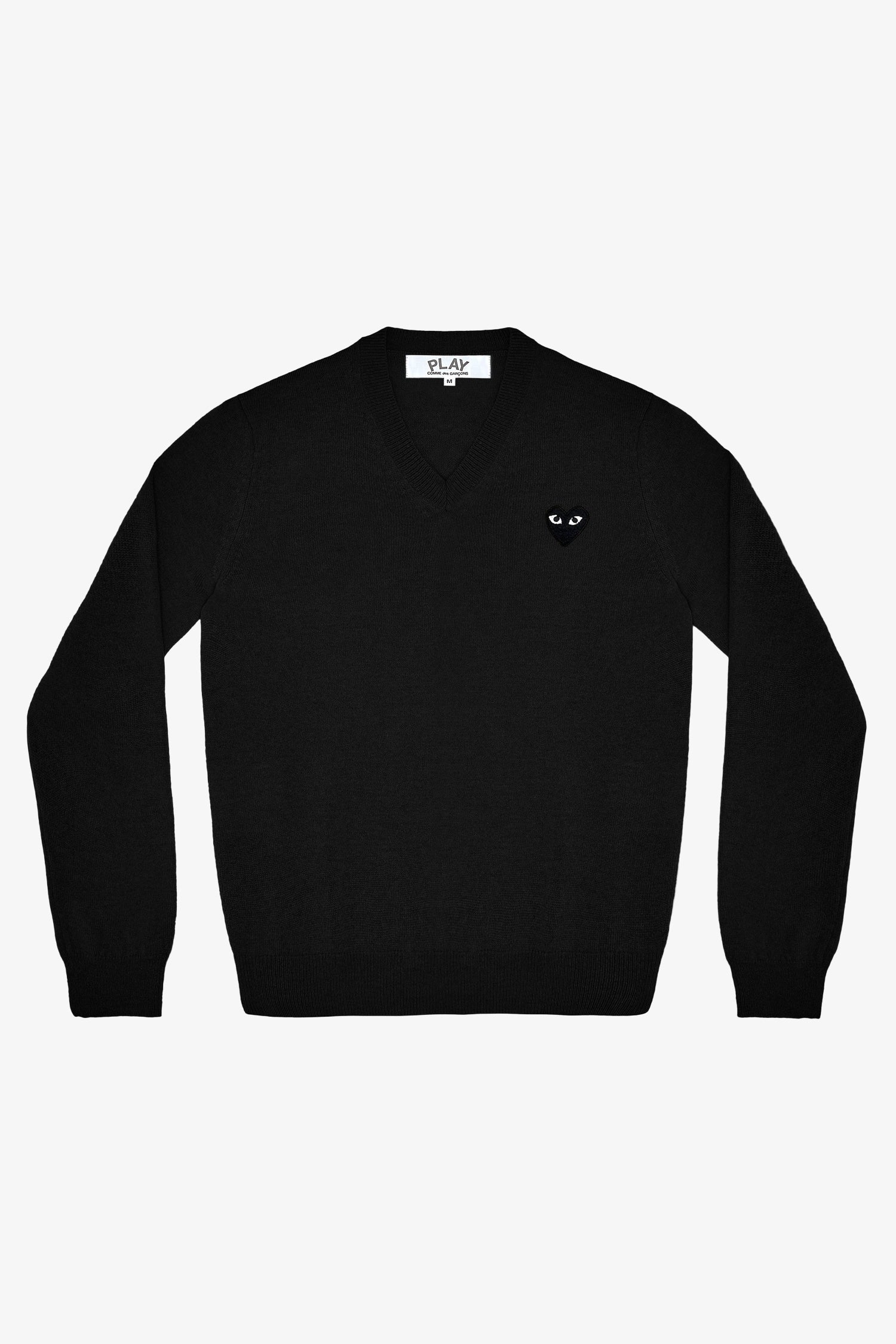 UNISEX V-NECK SWEATER W BLACK EMB. HEART IN BLACK, SS26 - Zambesi