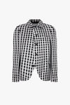ROUND COLLAR CHECK JACKET IN BLACK/WHITE, SS25