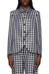 ROUND COLLAR CHECK JACKET IN BLACK/WHITE, SS25