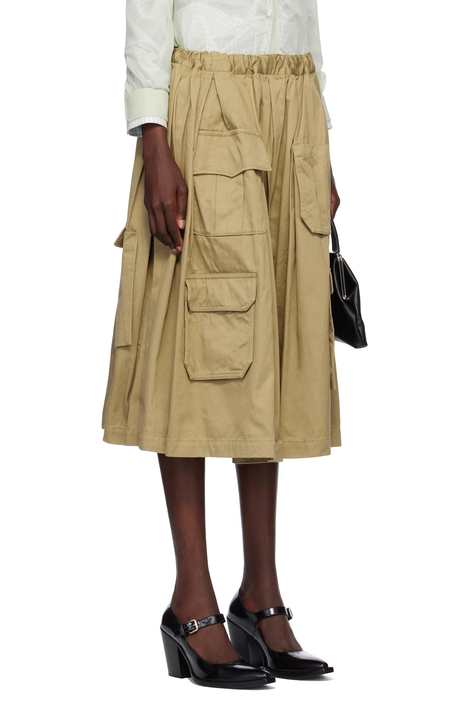 COTTON TWILL POCKET SKIRT IN BEIGE, SS25