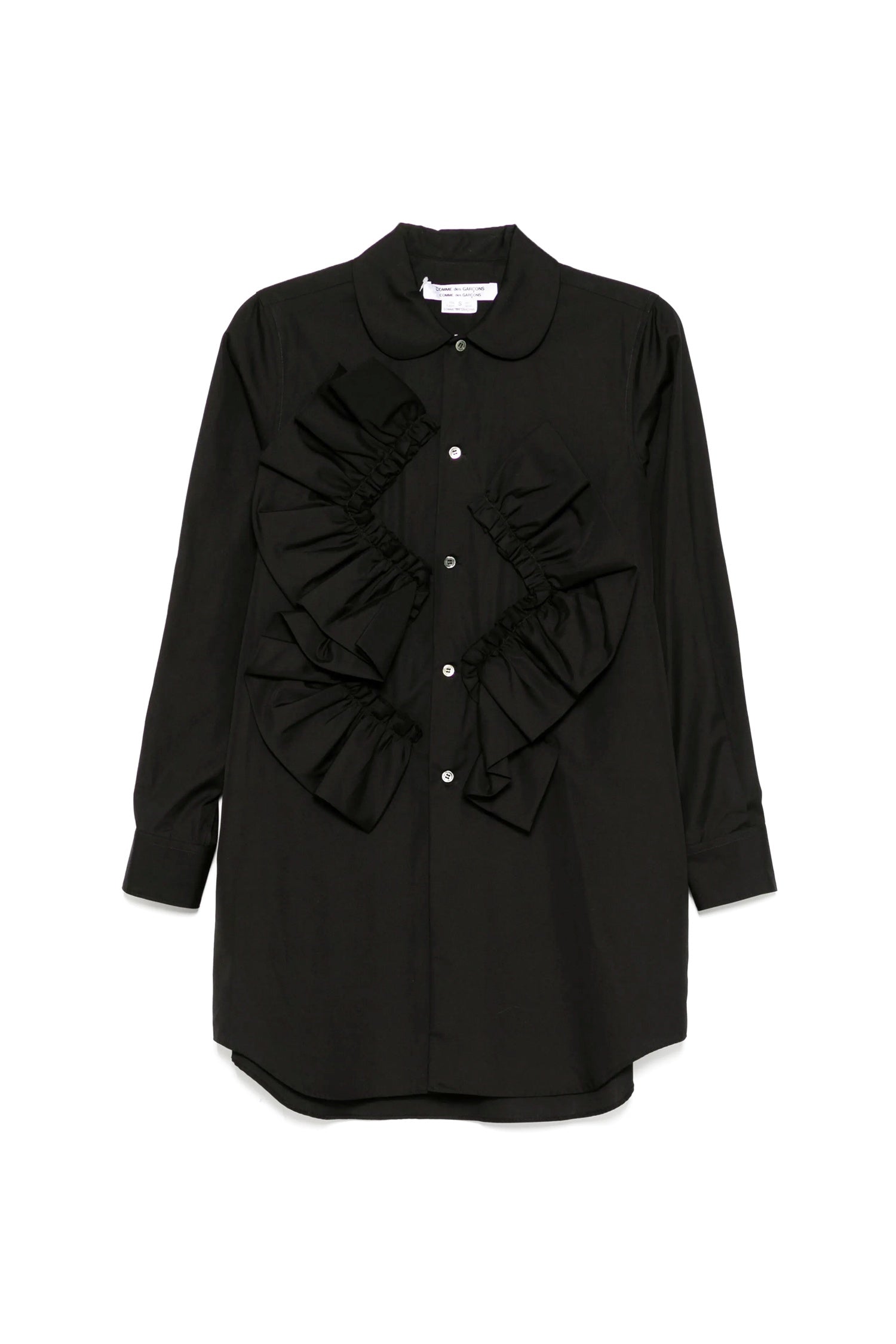 FRILL FRONT SHIRT IN BLACK,SS25