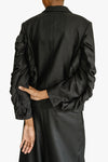 RUFFLE SLEEVE BLAZER IN BLACK, SS25
