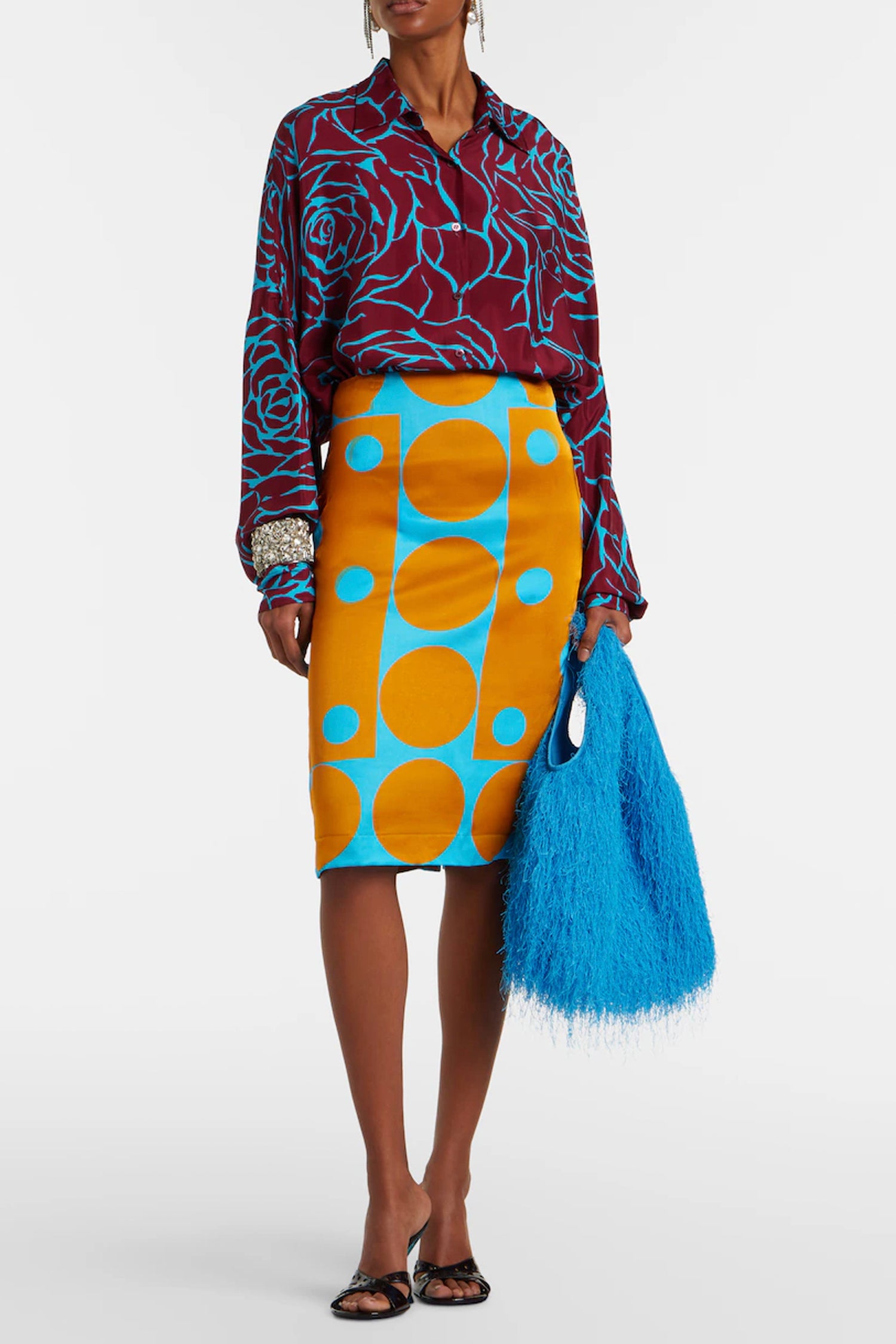 MINI RUFFLED TOTE BAG IN TURQUOISE, SS26