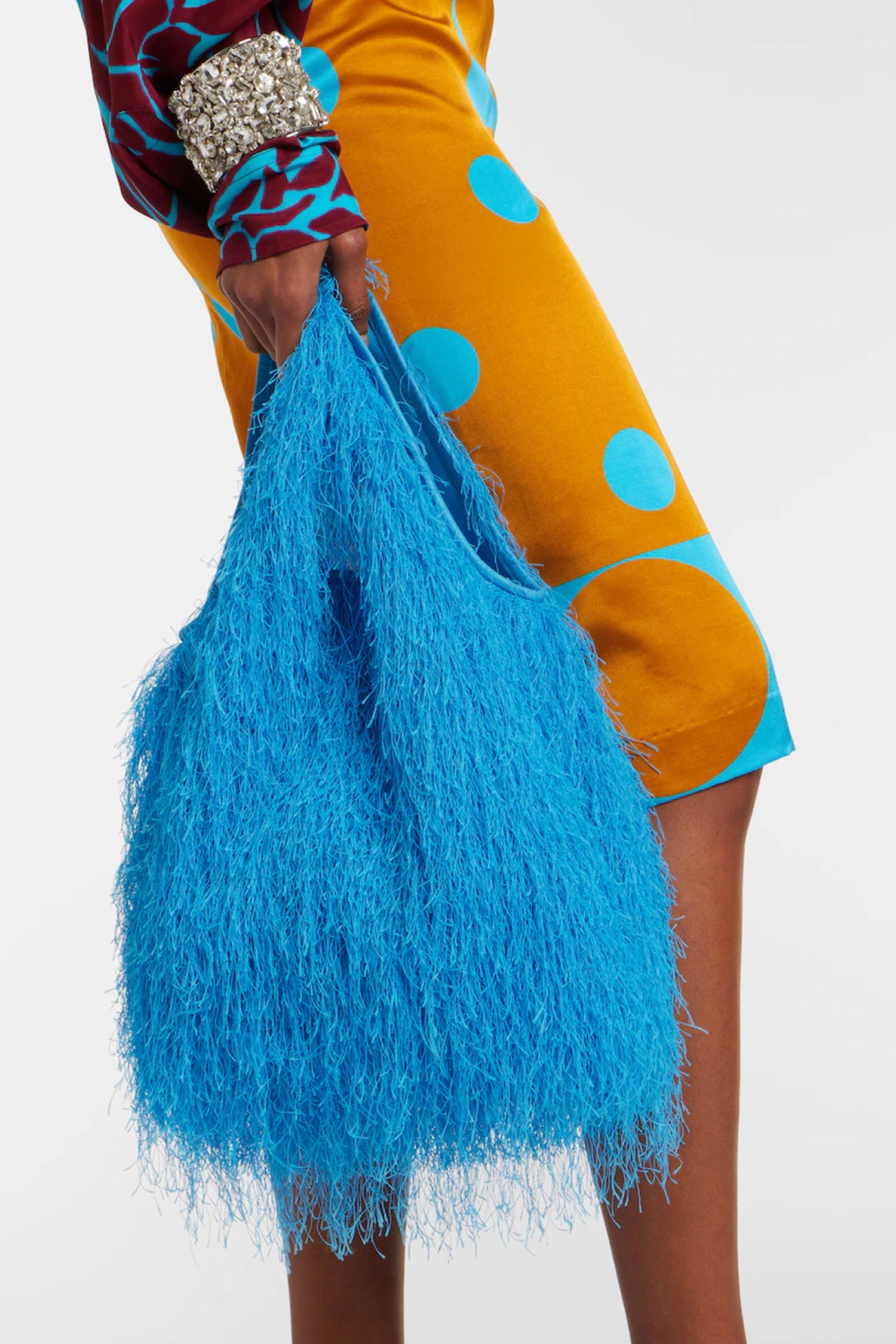 MINI RUFFLED TOTE BAG IN TURQUOISE, SS26