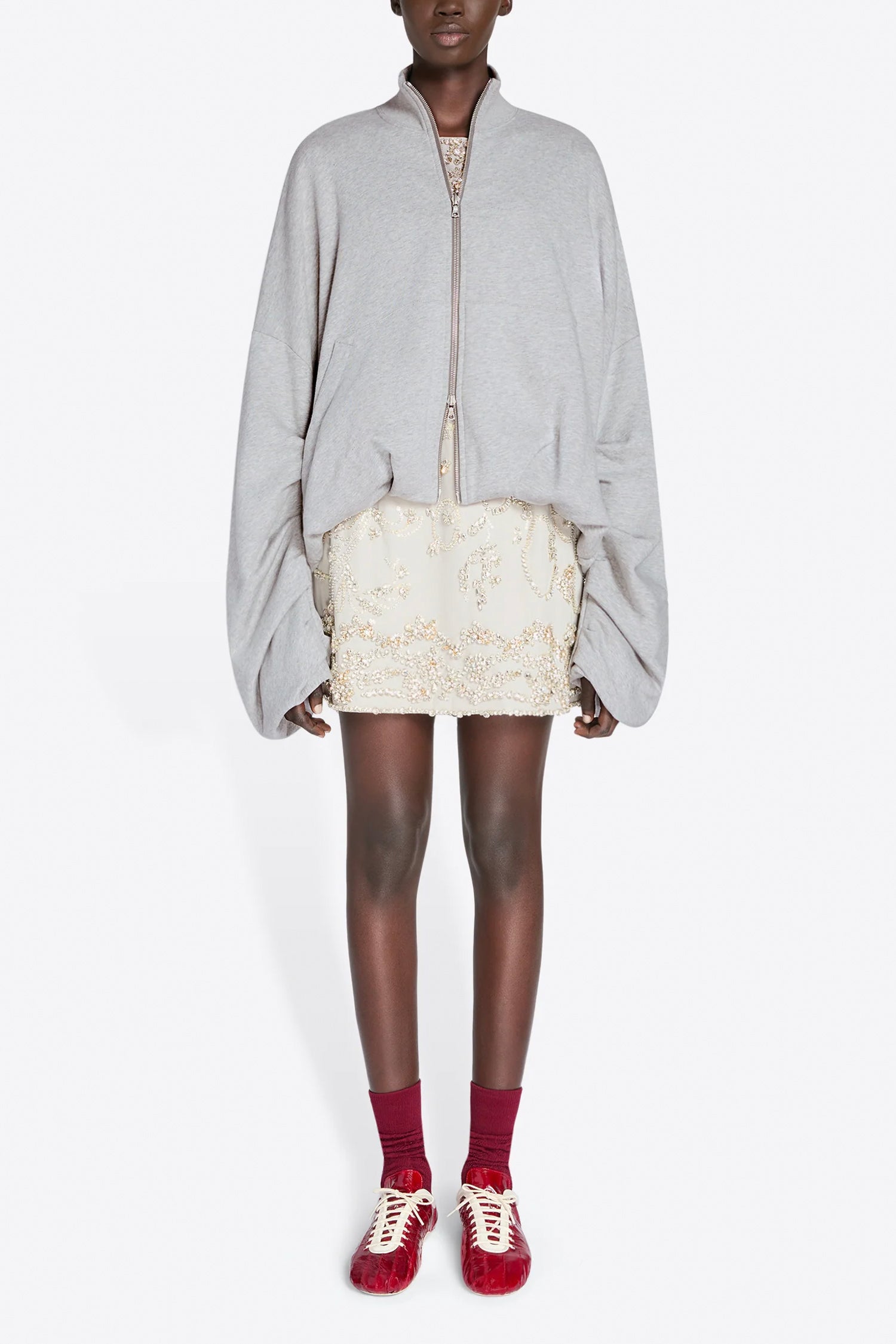HAQUA ZIP JACKET IN GREY MELANGE, SS26