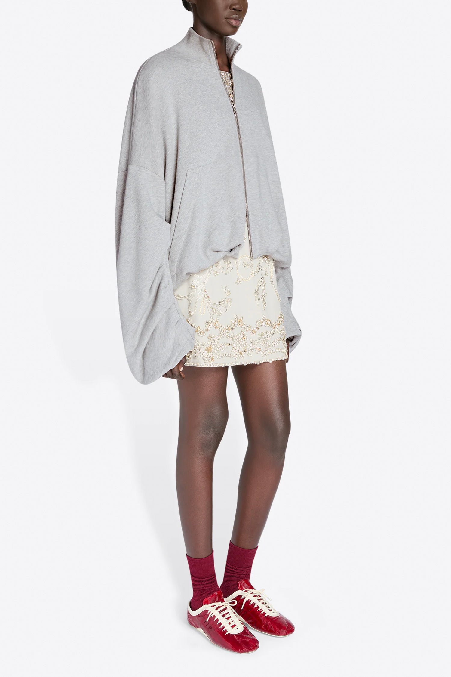 HAQUA ZIP JACKET IN GREY MELANGE, SS26
