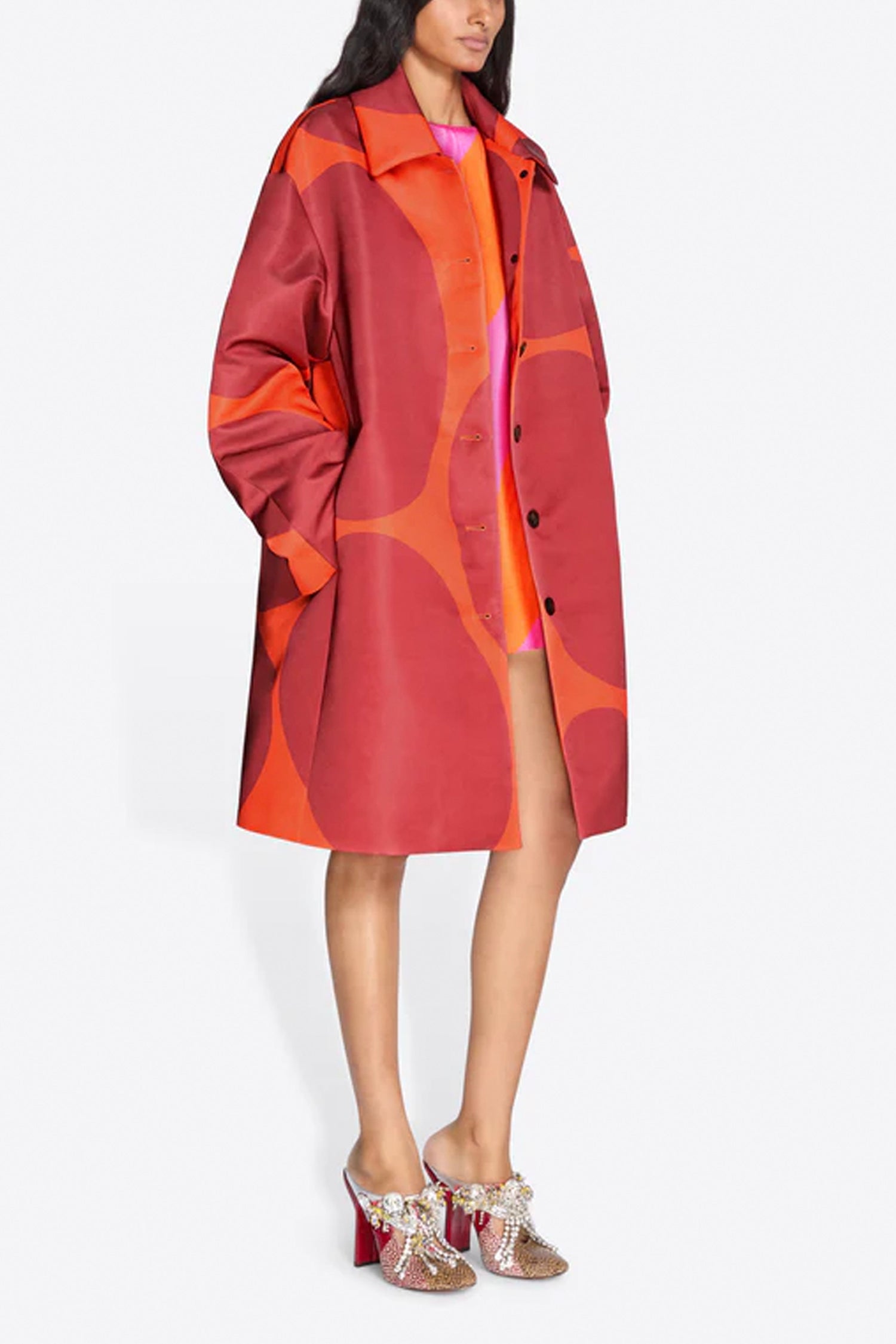 RONDERO A-LINE COAT IN ORANGE, SS26