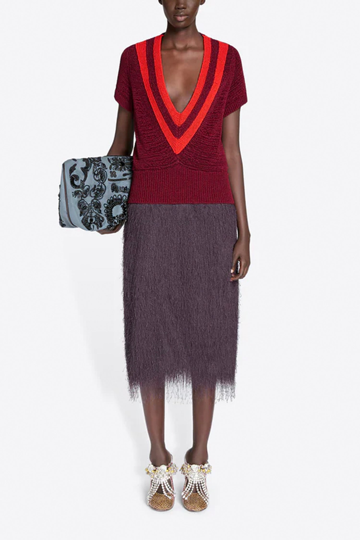 SOKNA FRINGED SKIRT IN DARK PURPLE, SS26
