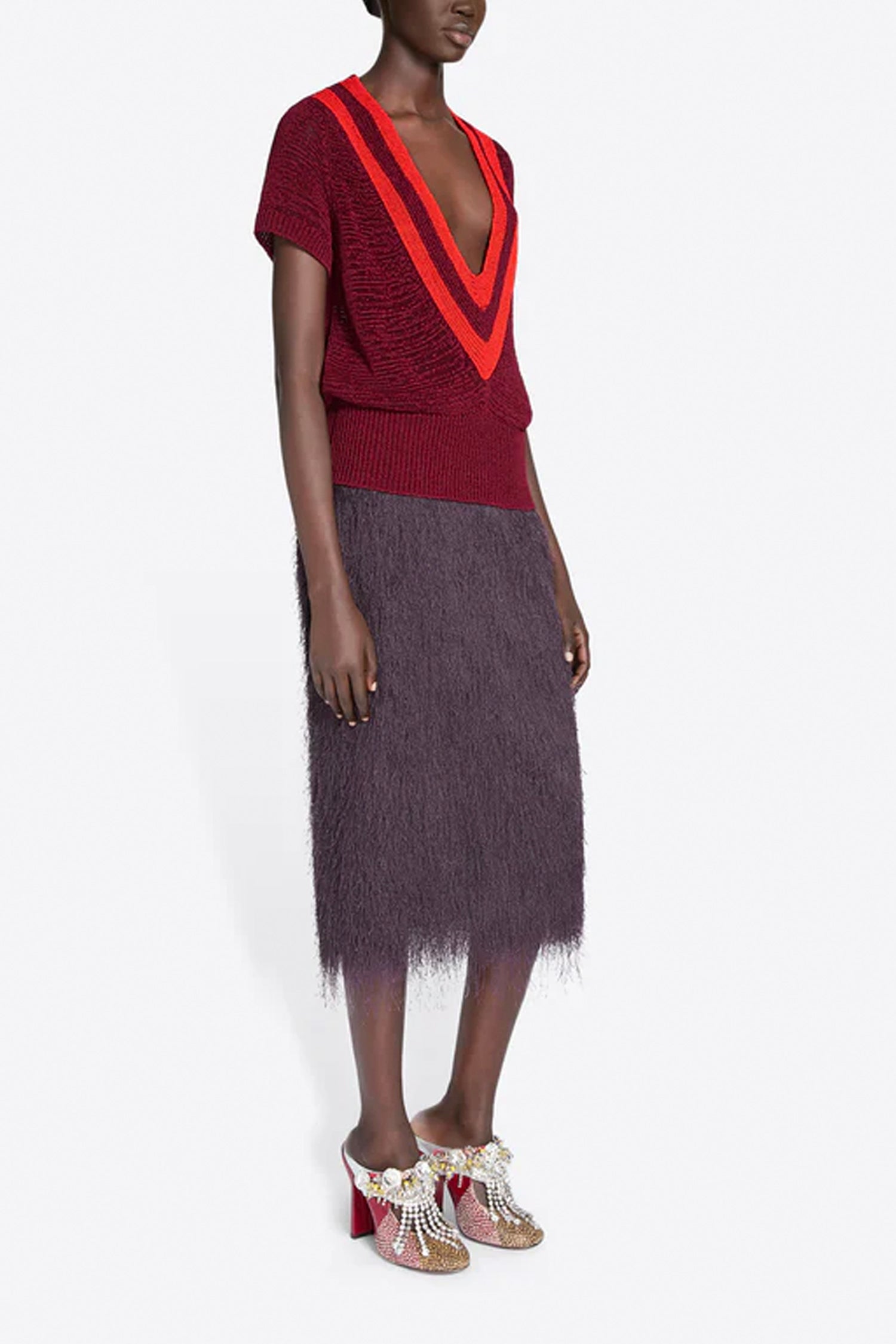 SOKNA FRINGED SKIRT IN DARK PURPLE, SS26