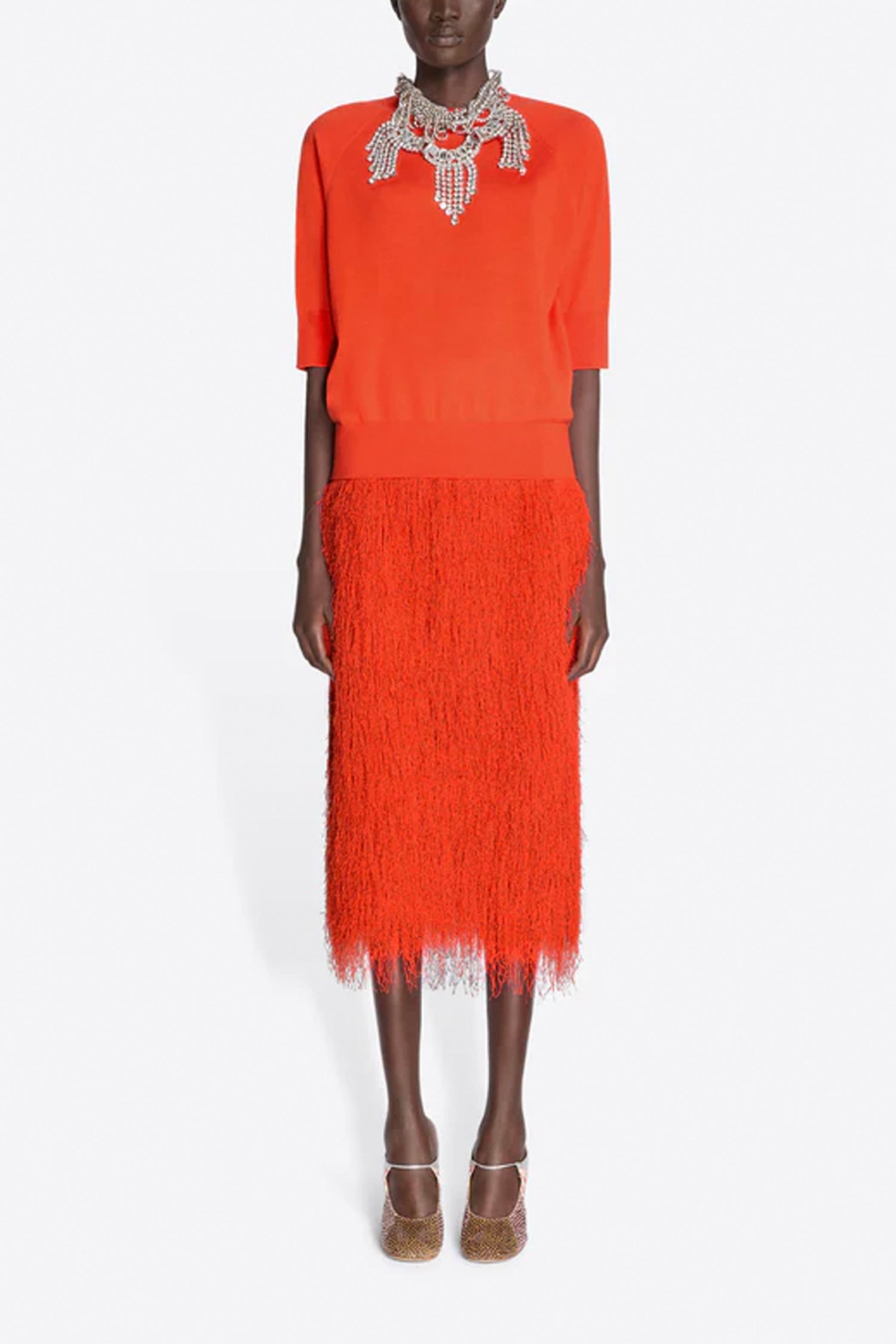 SOKNA FRINGED SKIRT IN RED, SS26
