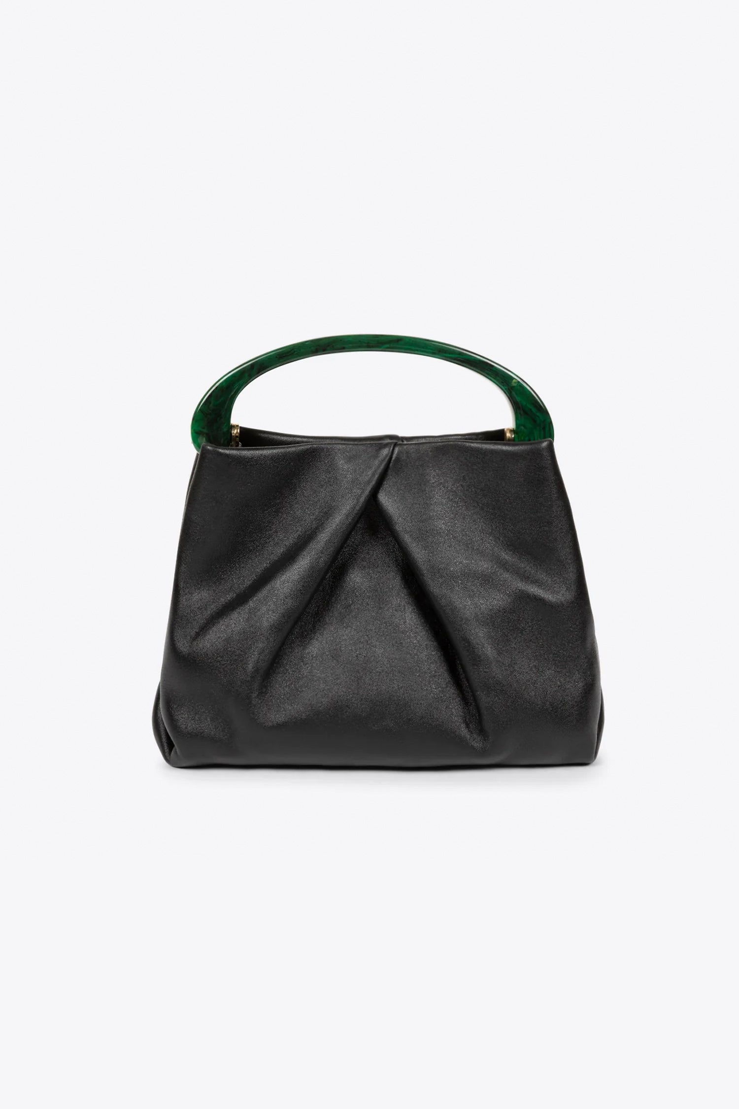 SMALL PLEATED LEATHER CRISP BAG IN BLACK, SS26