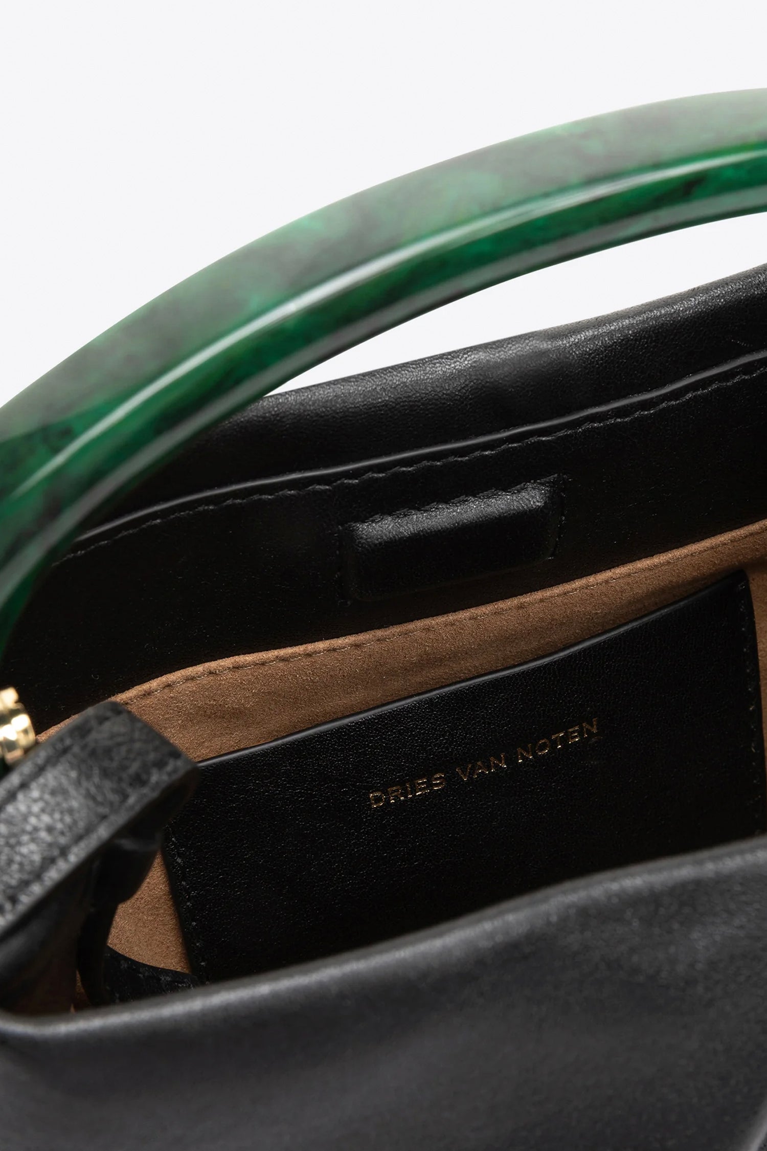 SMALL PLEATED LEATHER CRISP BAG IN BLACK, SS26