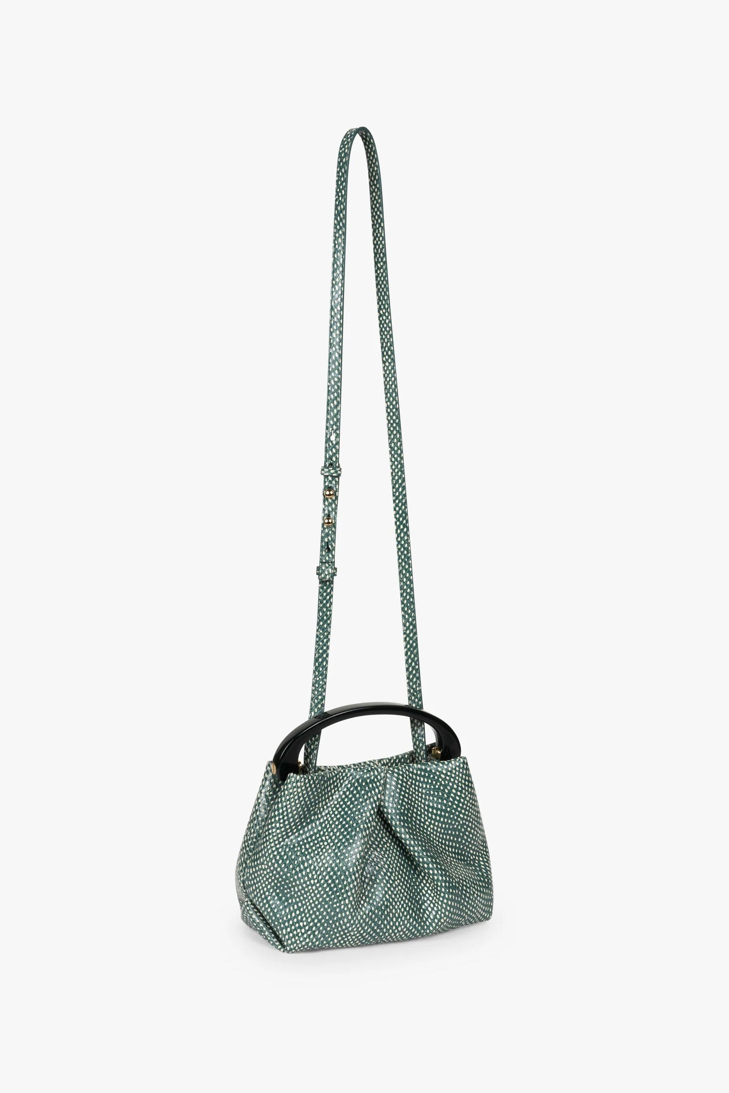 SMALL PLEATED LEATHER CRISP BAG IN EMERALD, SS26