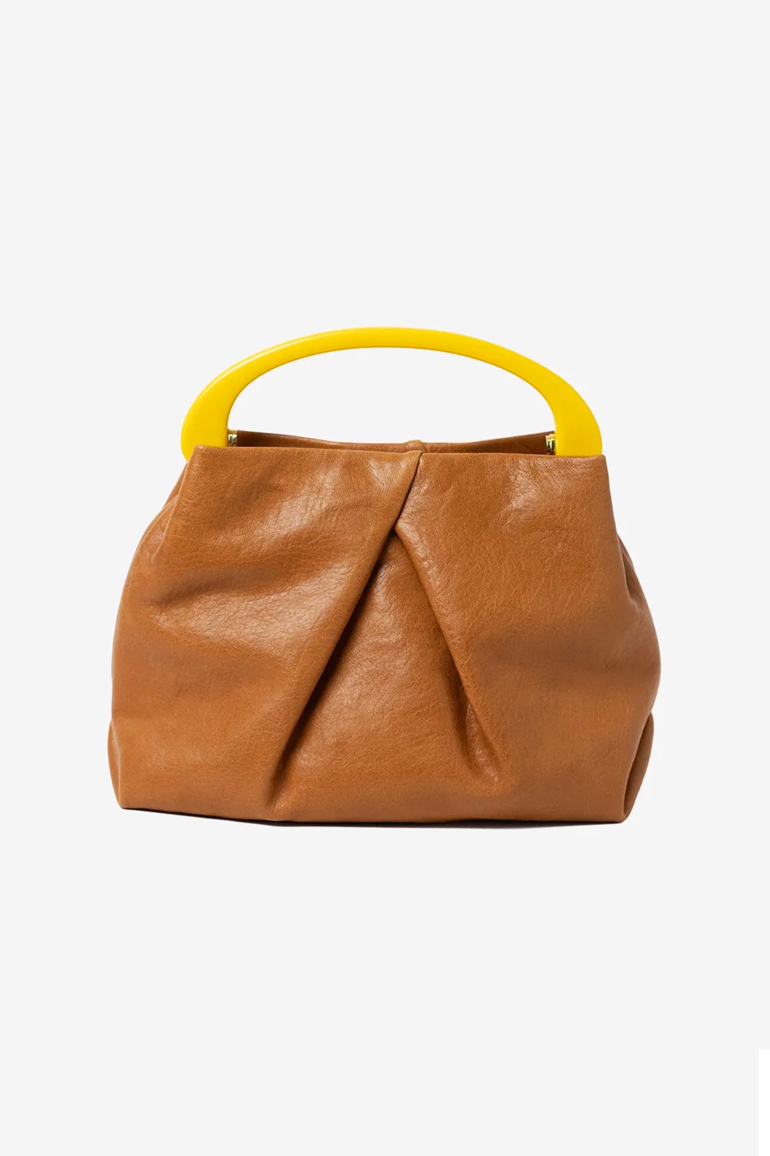SMALL PLEATED LEATHER CRISP BAG IN TAN, SS26