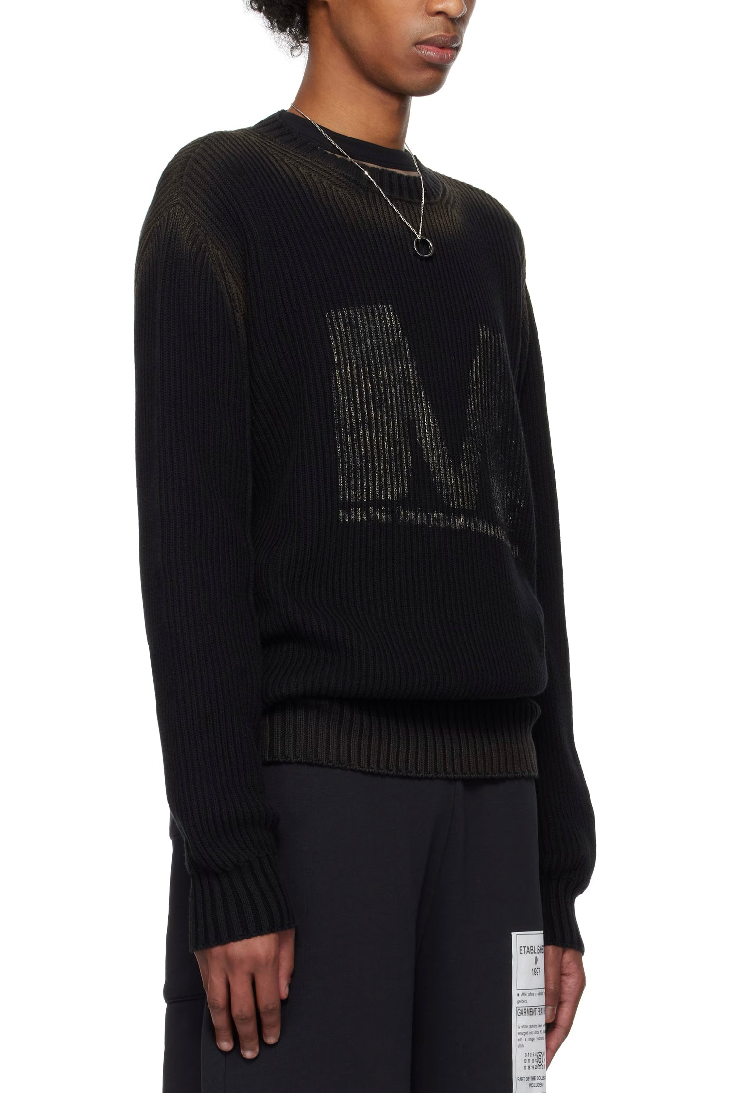M LOGO KNIT JUMPER IN BLACK/BLACK, SS25