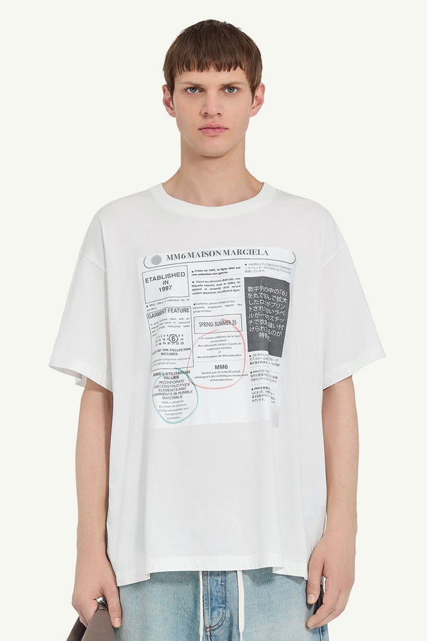 Tシャツ・カットソー MM6 Maison Margiela SS25 Taped shirt (S52DT0045M35256 101) White Taped Jersey T-shirt by MM6 Maison Margiela on Sale