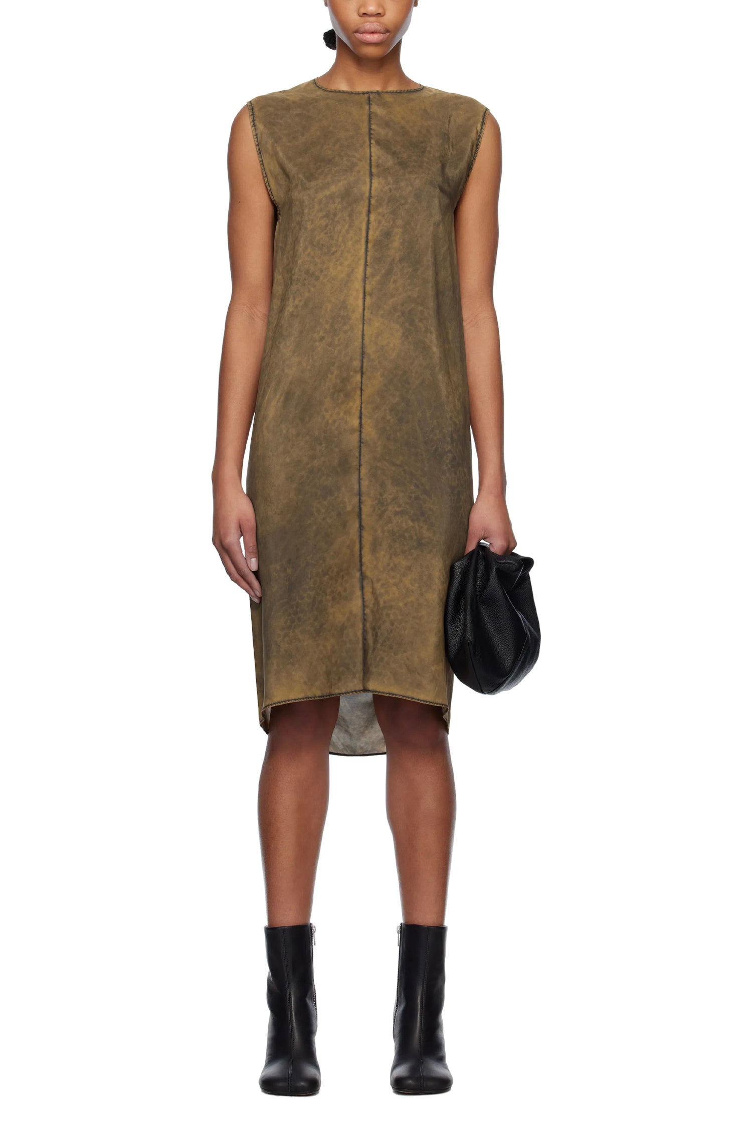 SILK MIDI DRESS IN KHAKI, SS25