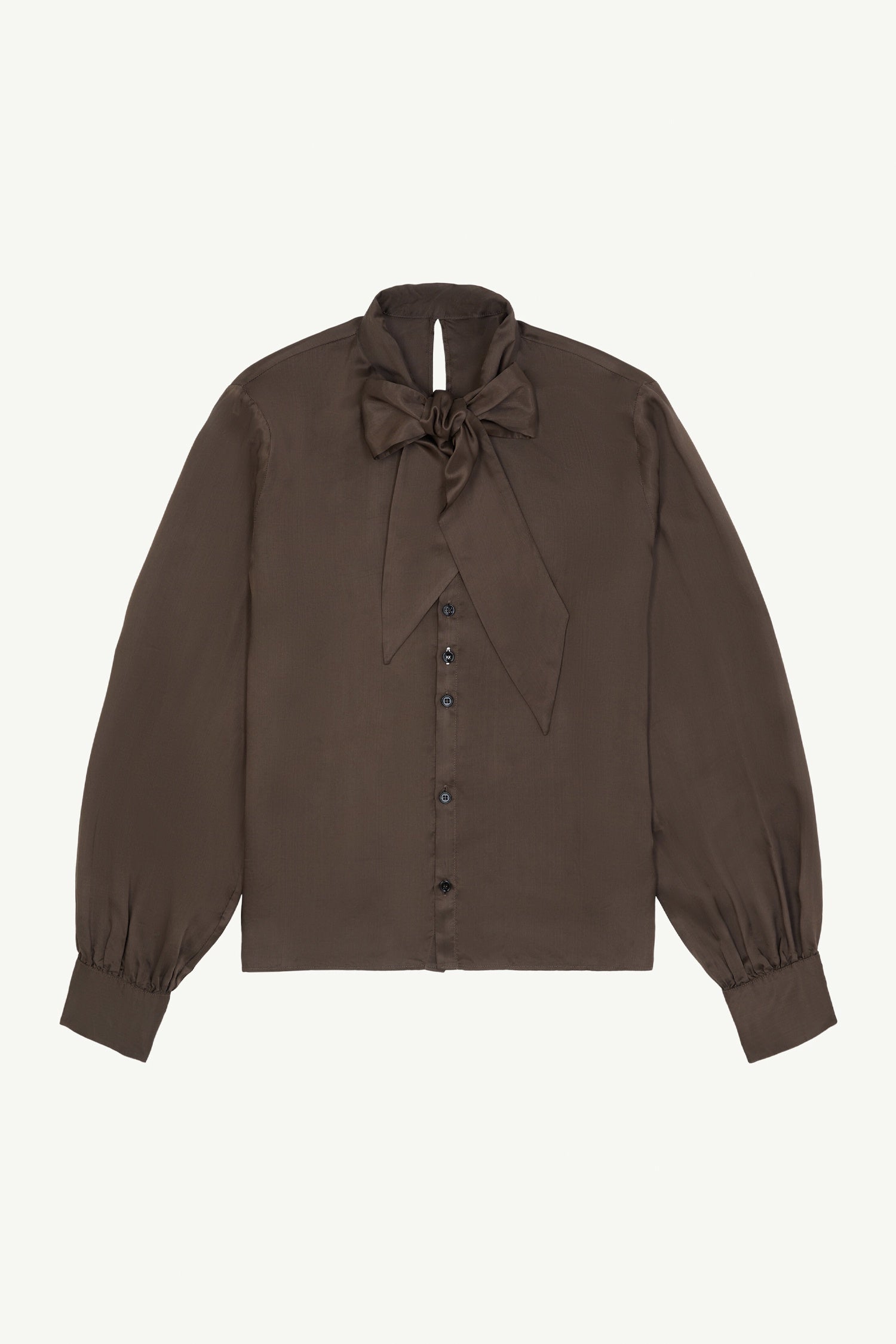 TWIST BOW SHIRT IN BROWN, SS25