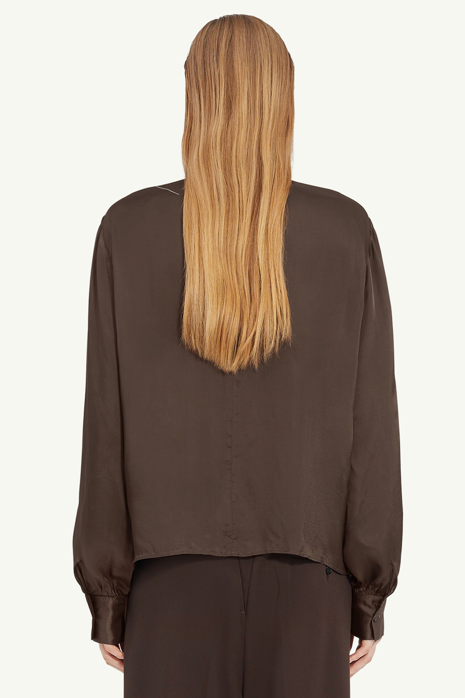 TWIST BOW SHIRT IN BROWN, SS25