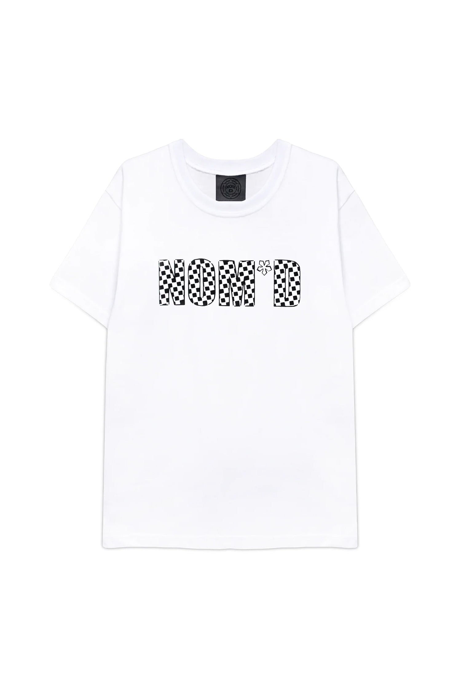 CHECKERBOARD TEE: BLACK PRINT ON WHITE, SS27
