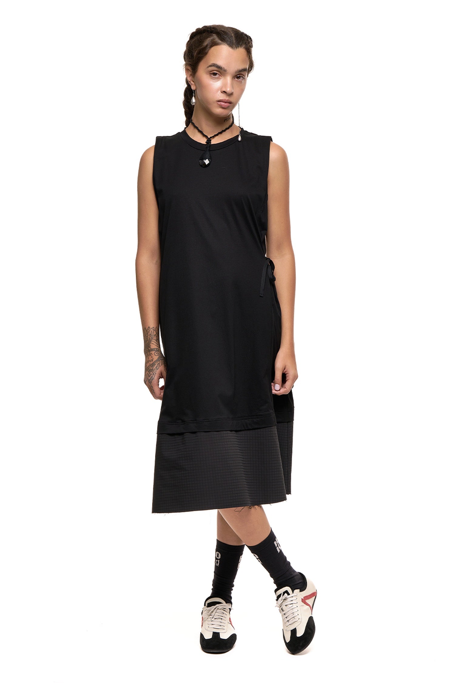 GRID LINE TANK DRESS IN BLACK, SS27