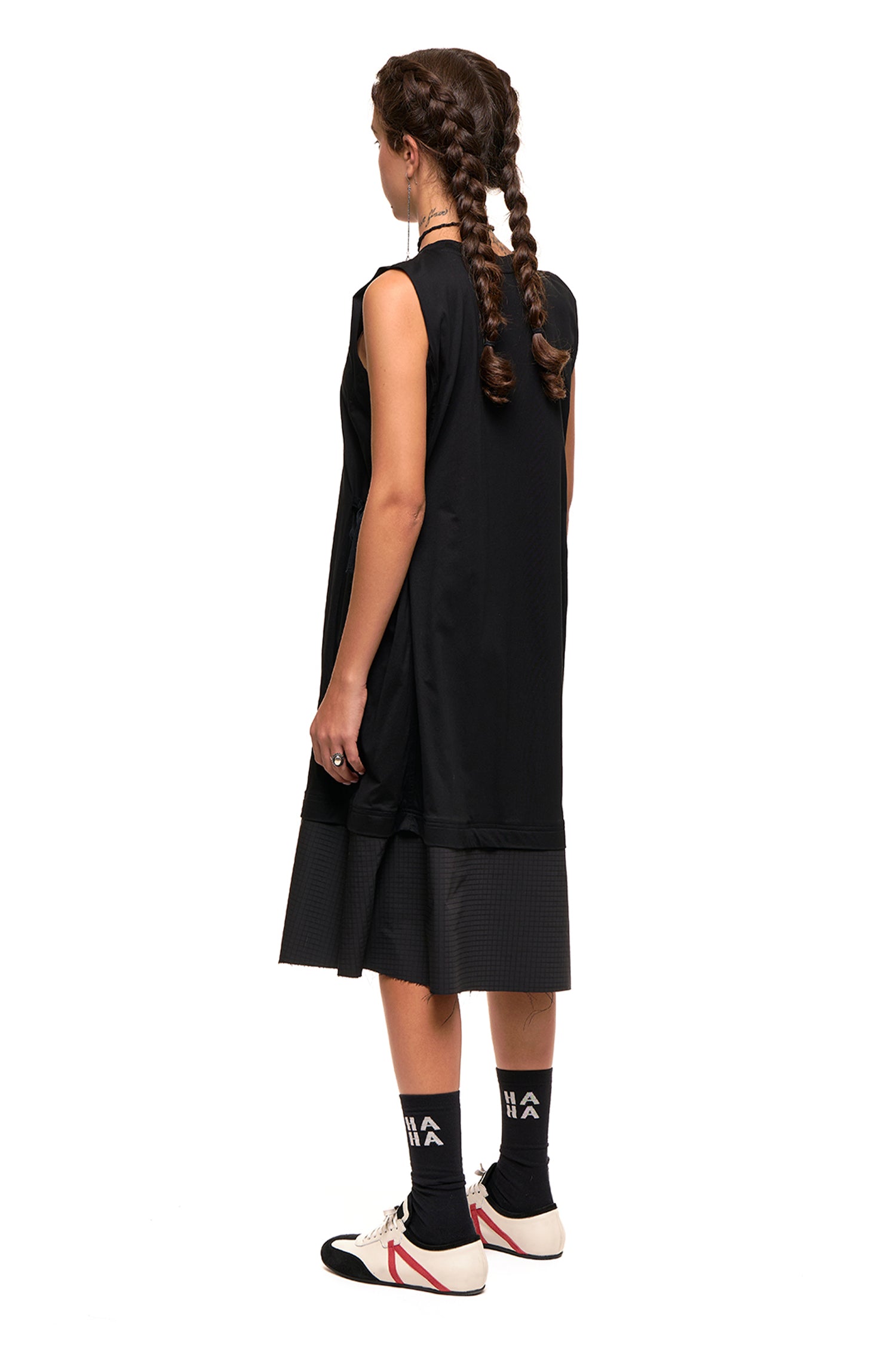 GRID LINE TANK DRESS IN BLACK, SS27