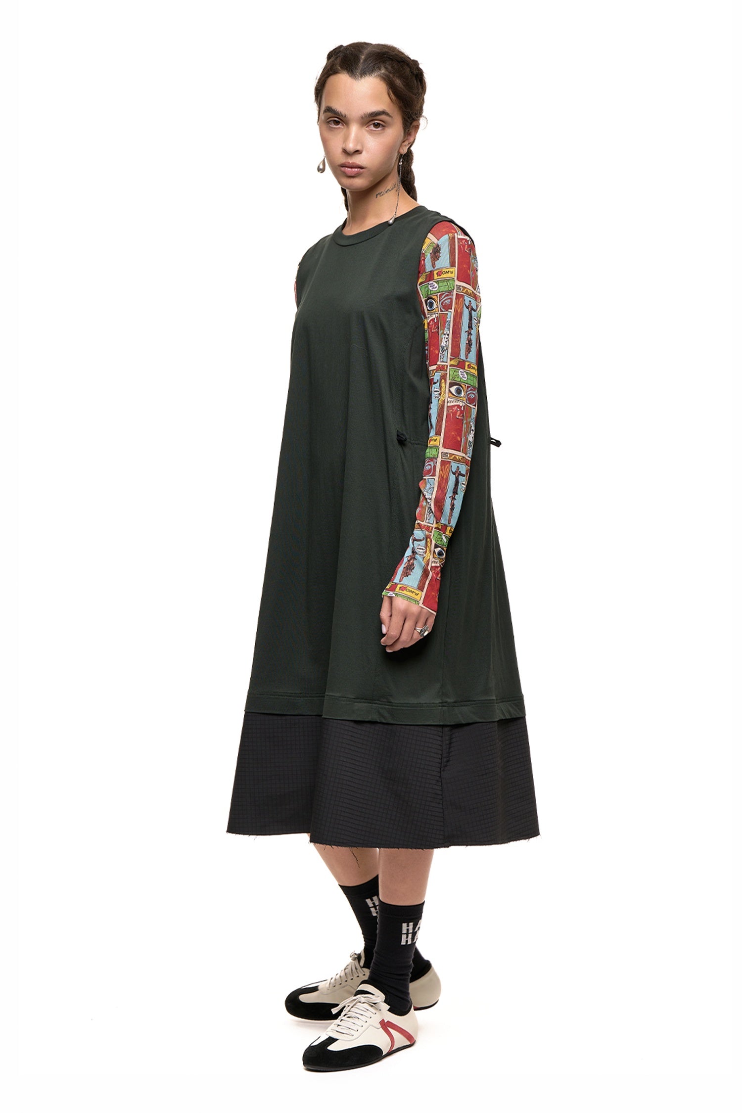 GRID LINE TANK DRESS IN OIL, SS27