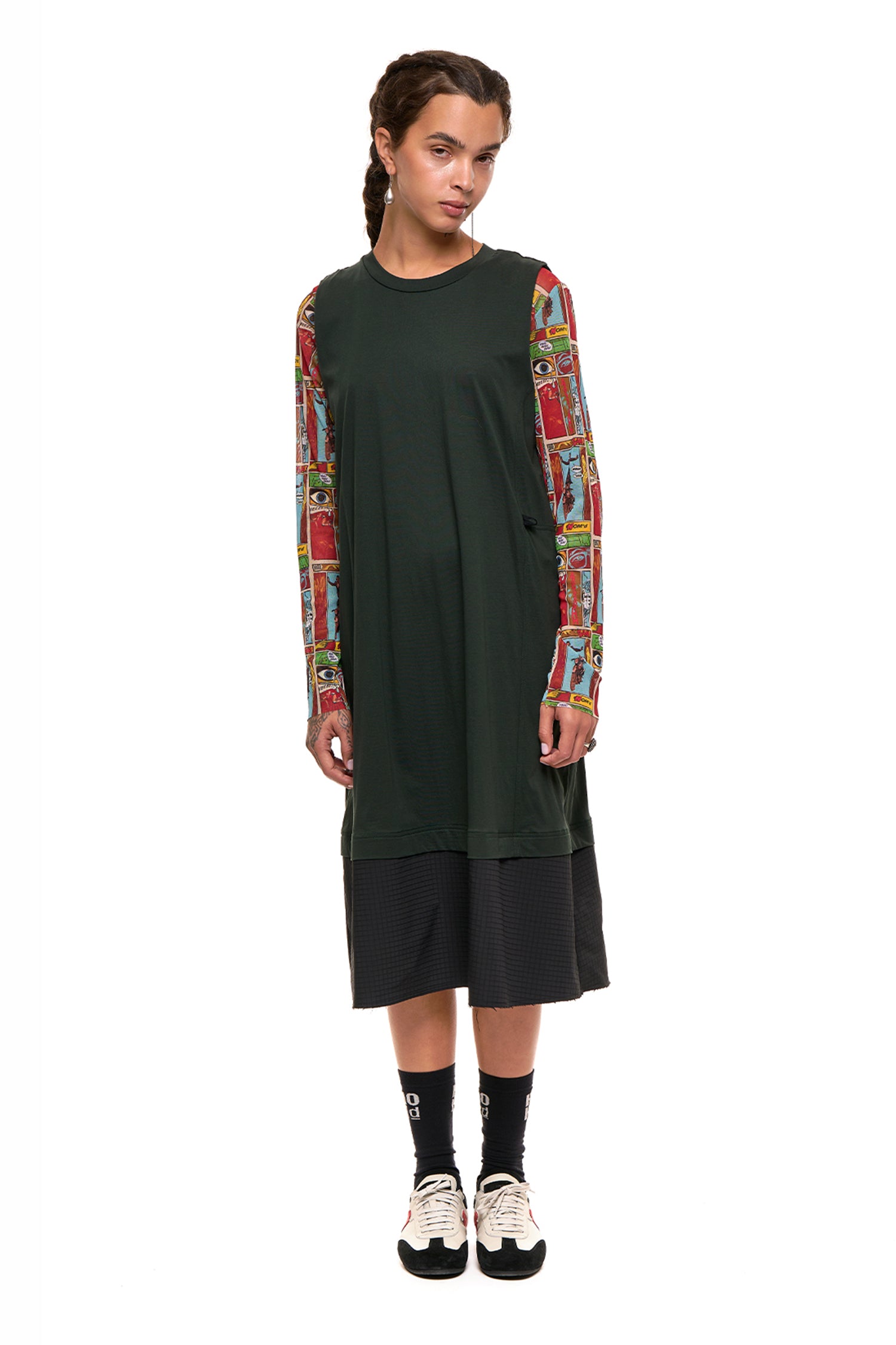 GRID LINE TANK DRESS IN OIL, SS27