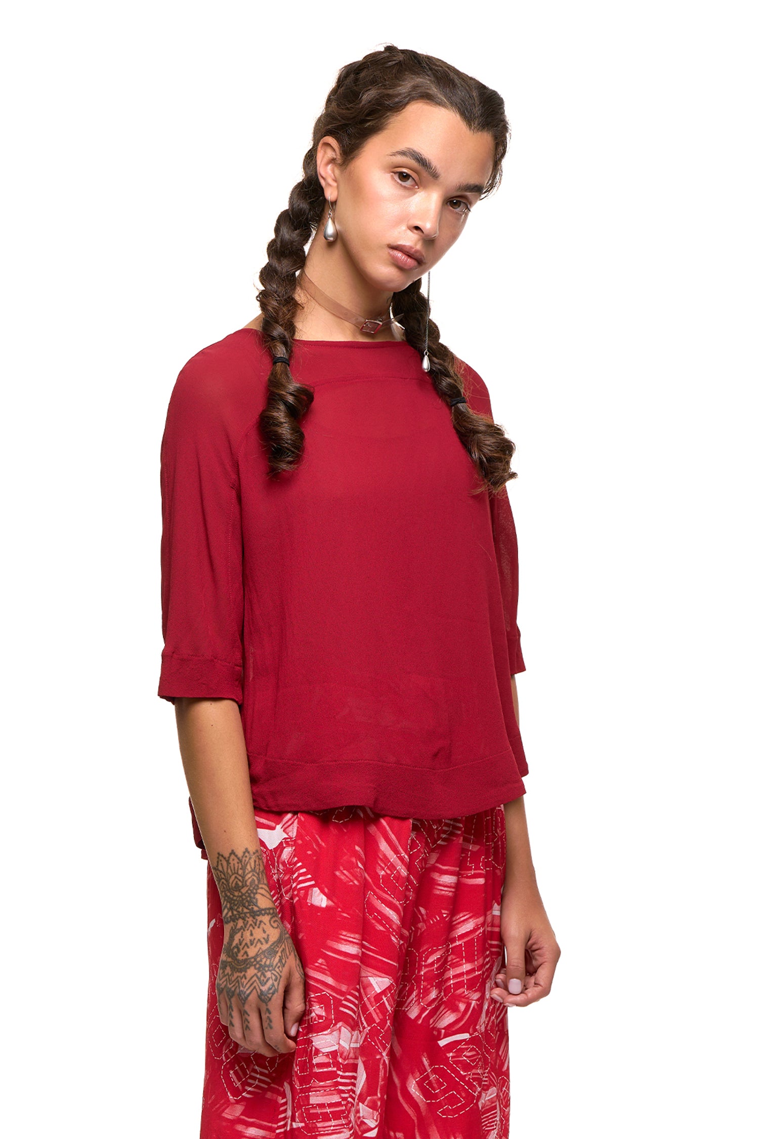 NEW DISCUS TOP IN DARK RED, SS27
