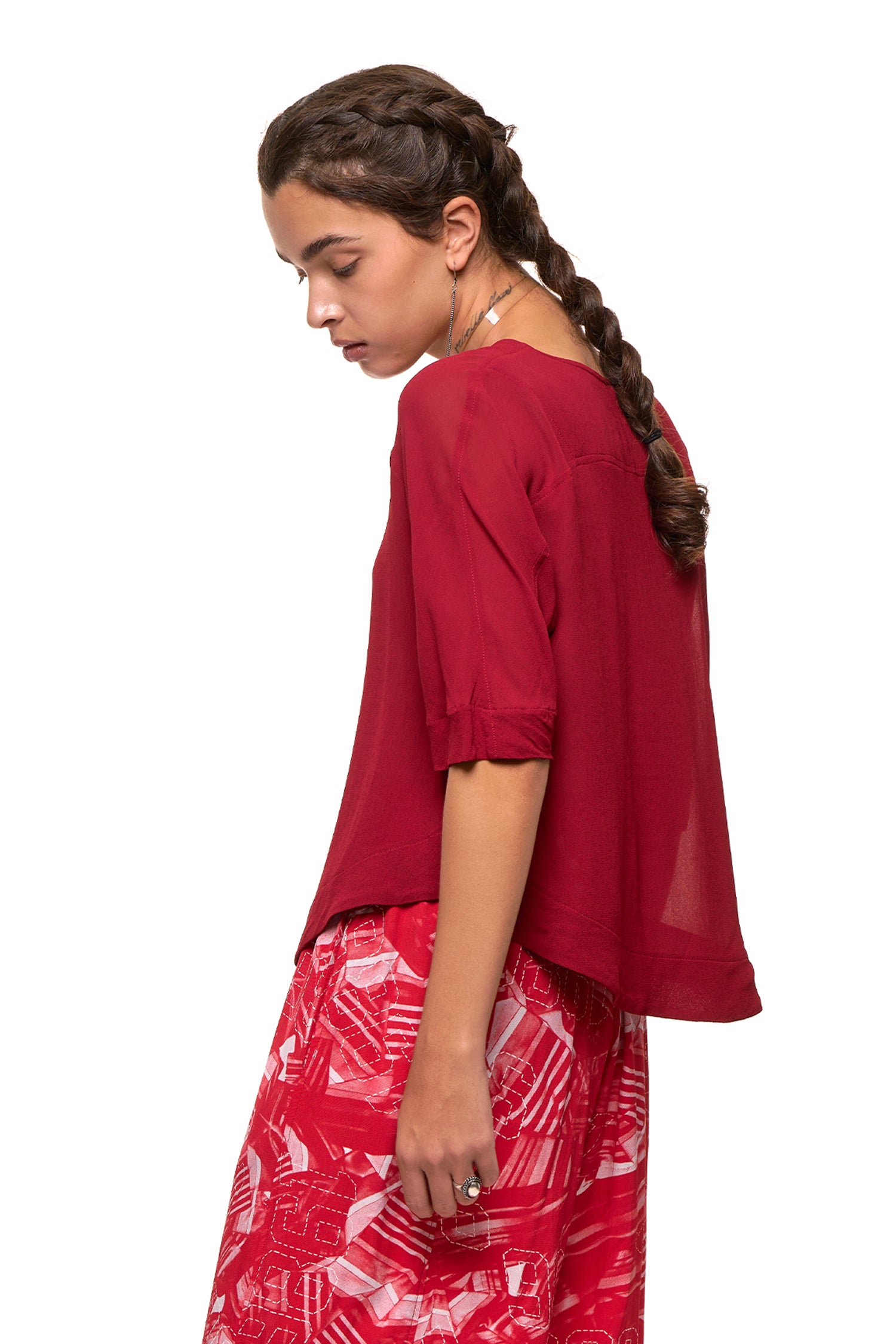 NEW DISCUS TOP IN DARK RED, SS27