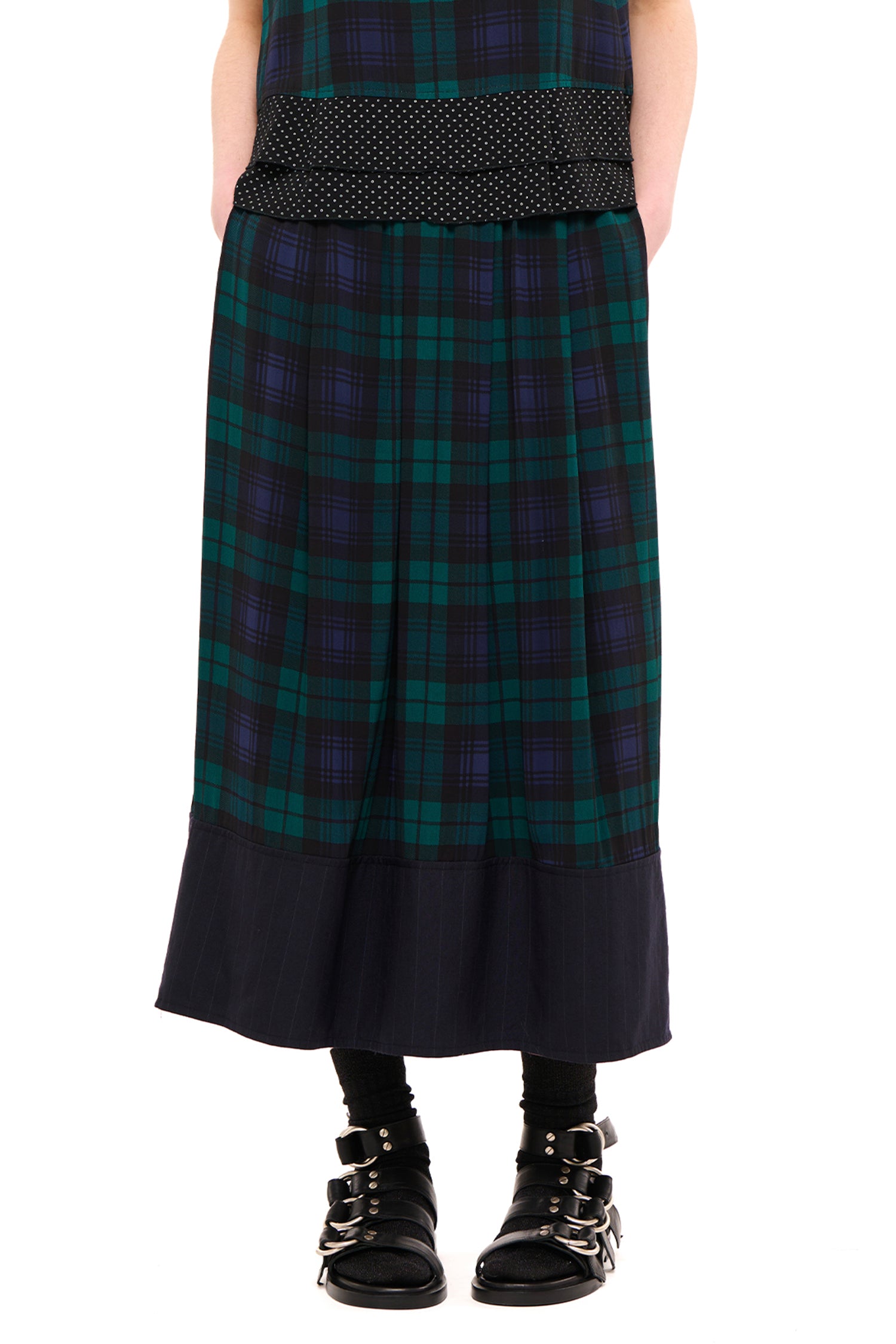 COMPILATION SKIRT IN BLACKWASH TARTAN, AW26