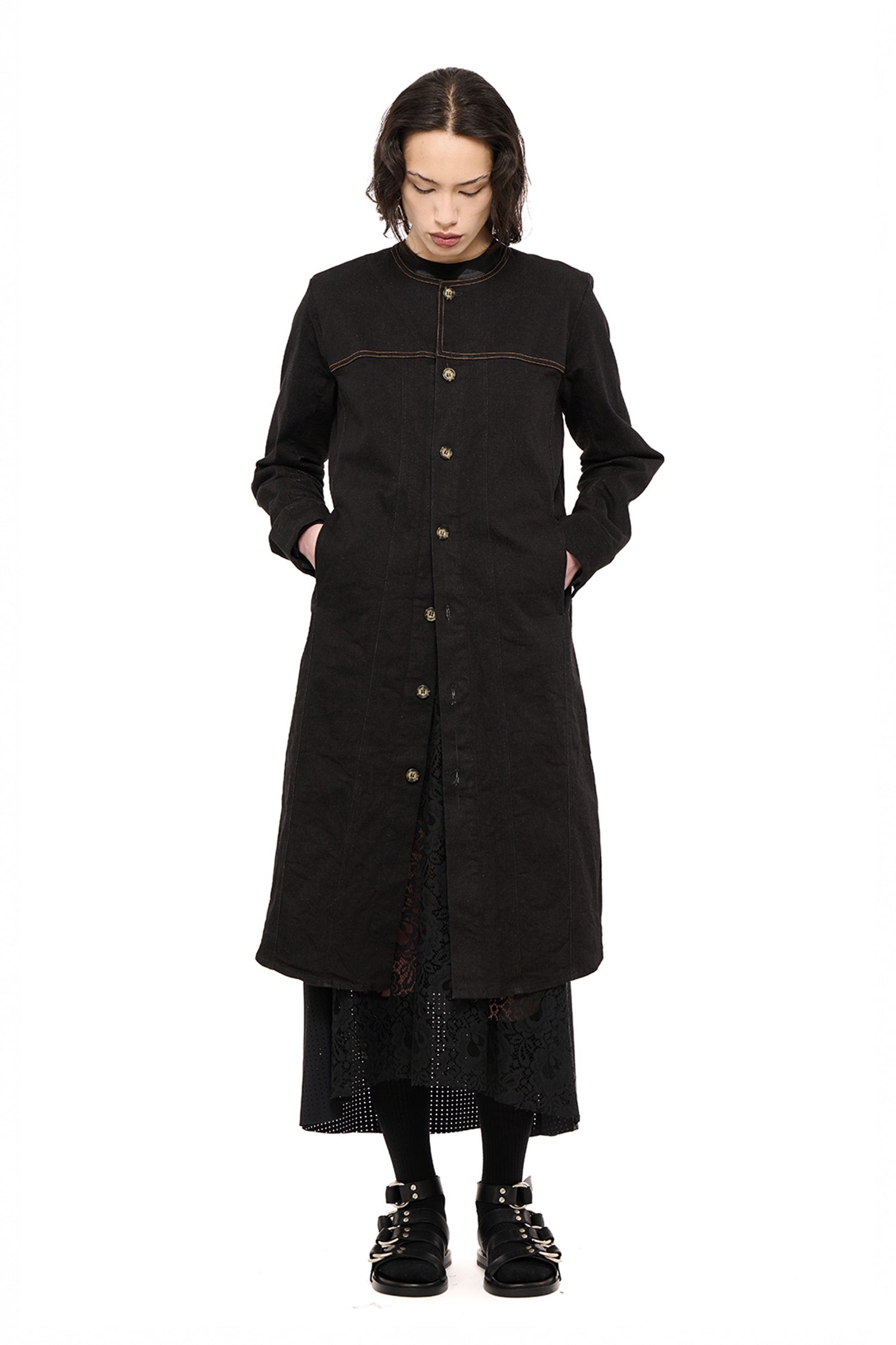 DENIM COAT DRESS IN BLACK, AW26