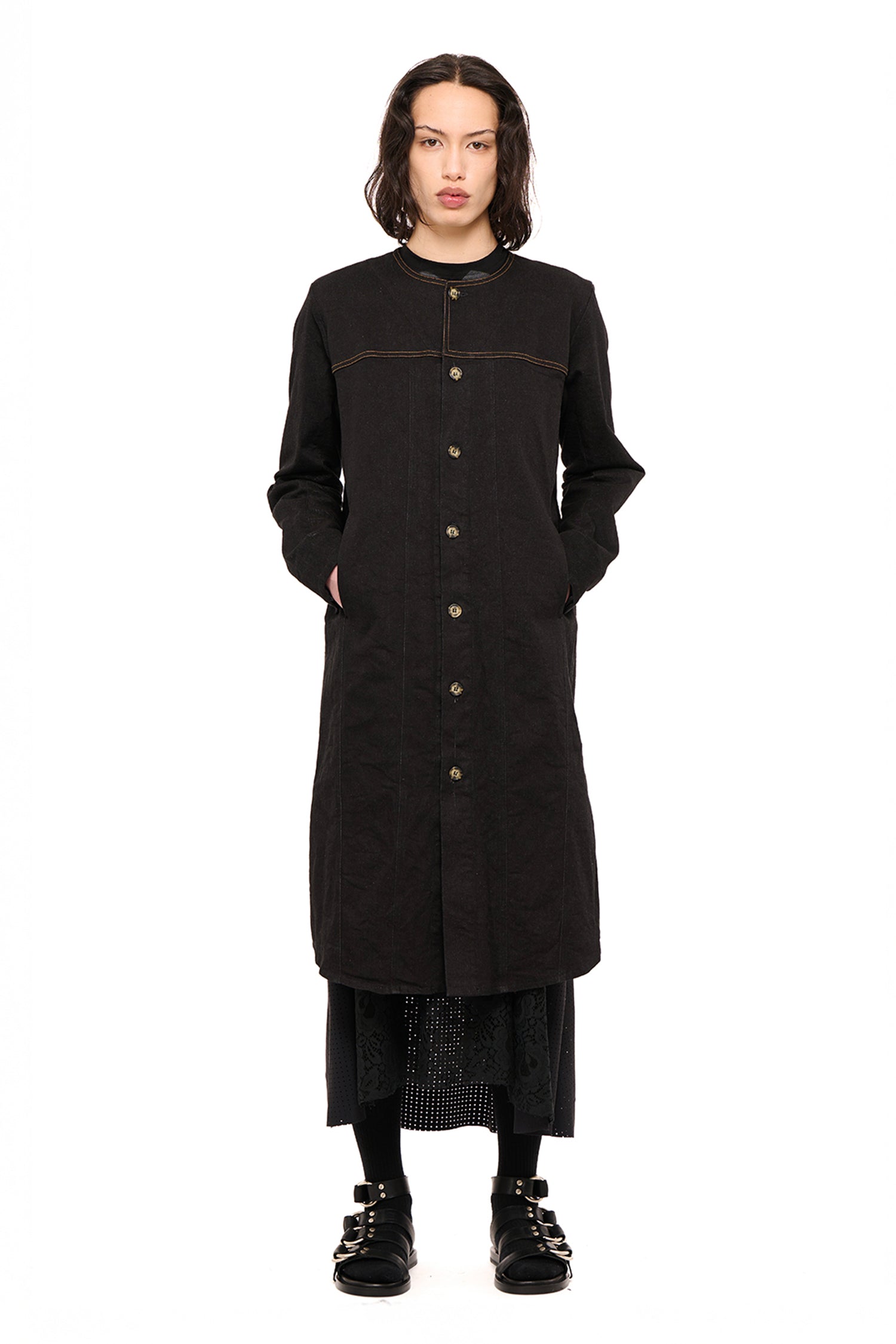 DENIM COAT DRESS IN BLACK, AW26