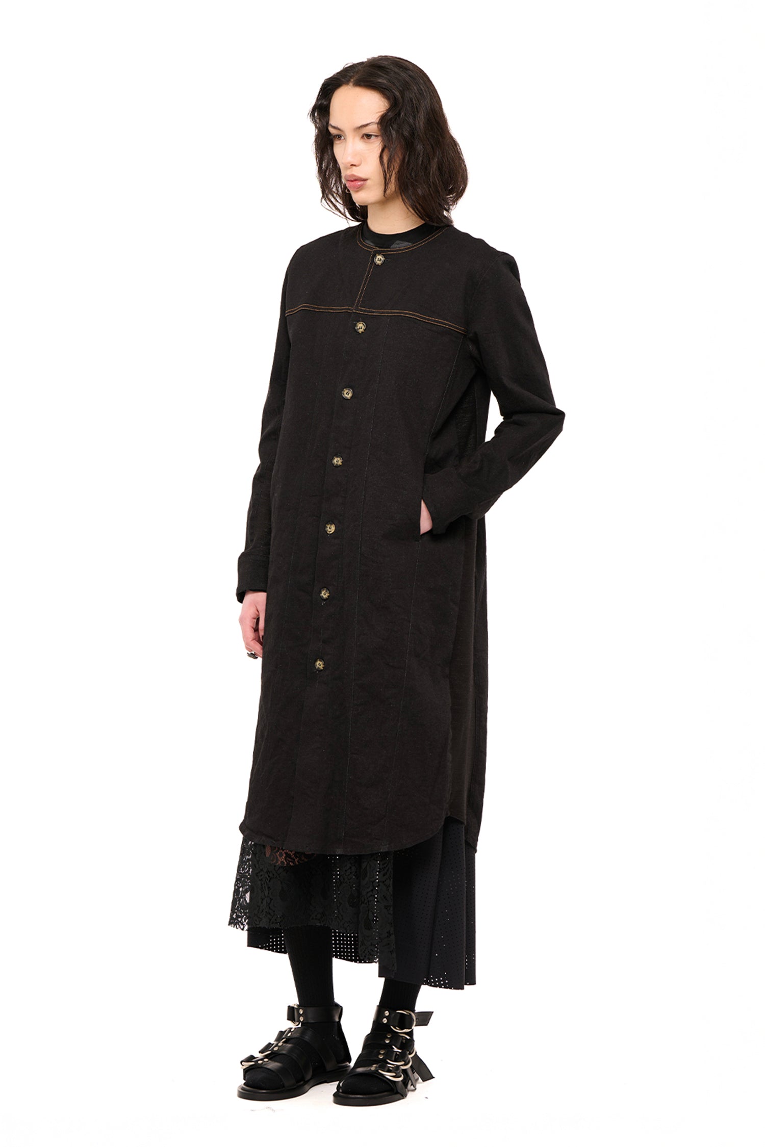 DENIM COAT DRESS IN BLACK, AW26