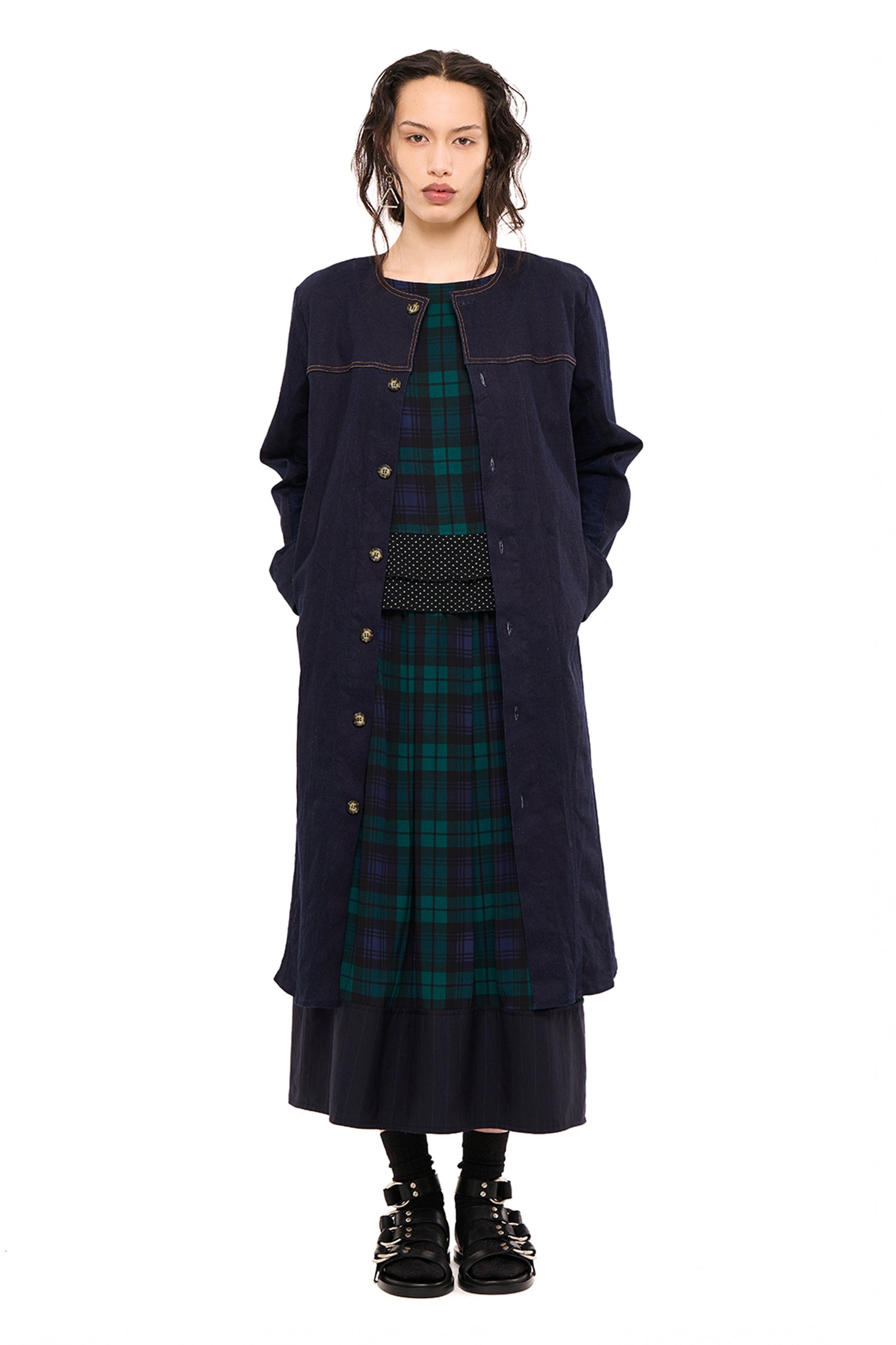 DENIM COAT DRESS IN INDIGO, AW26