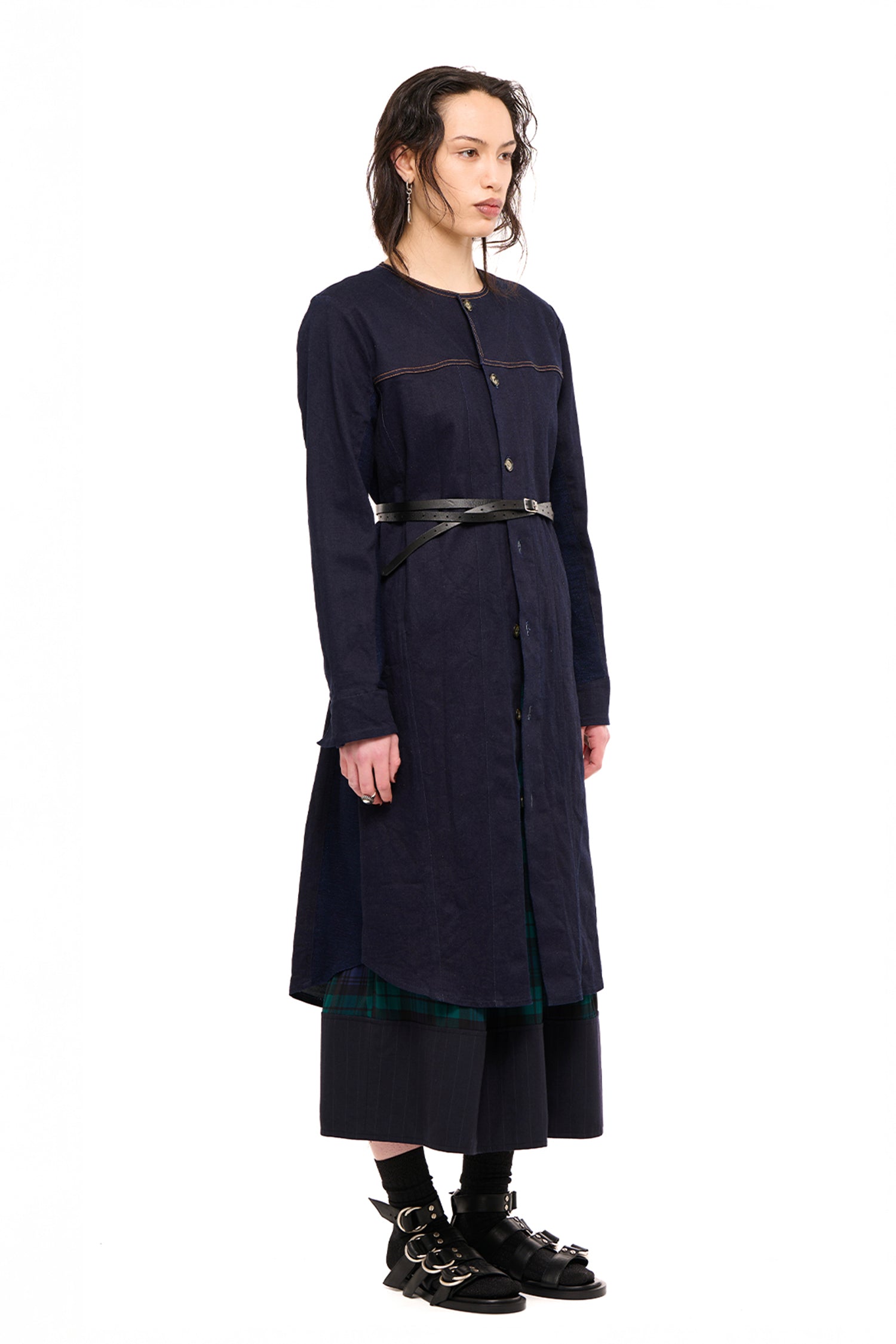 DENIM COAT DRESS IN INDIGO, AW26