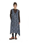 DETACHED PINAFORE IN ANAGLYPTA PRINT-BLUE, W25