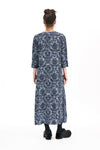FLANEUSE DRESS IN ANAGLYPTA PRINT- BLUE, W25